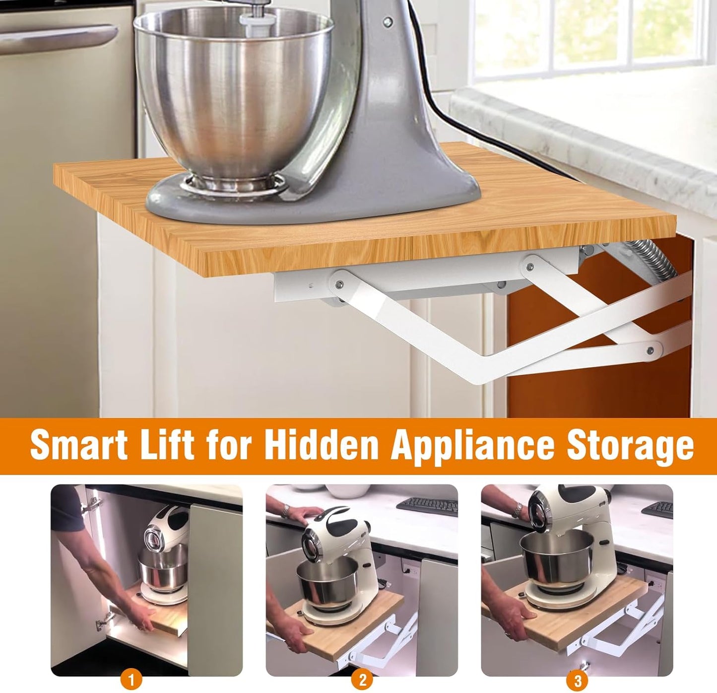 Zipcase Kitchen Appliance Lift, Mixer Lift for Cabinet with Soft-Close Holds Up to 45 lbs