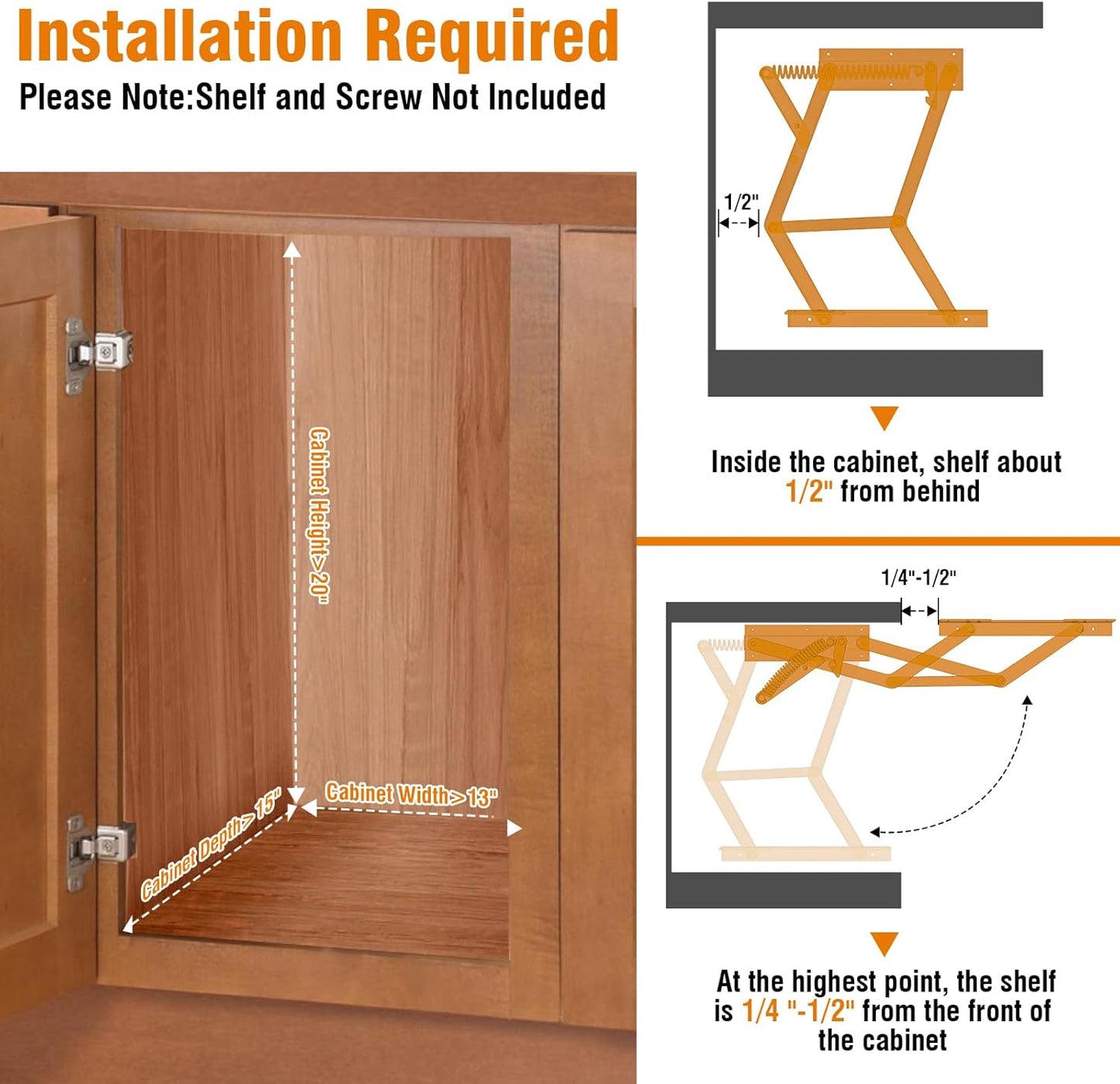 Zipcase Kitchen Appliance Lift, Mixer Lift for Cabinet with Soft-Close Holds Up to 45 lbs