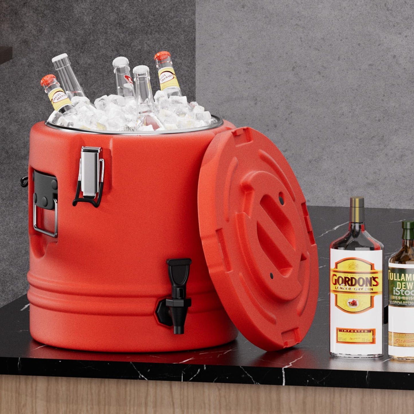 Insulated Beverage Dispenser - 5.3 Gallons, 304 Stainless Steel Insulated Soup Carrier Hot and Cold Insulated Bucket