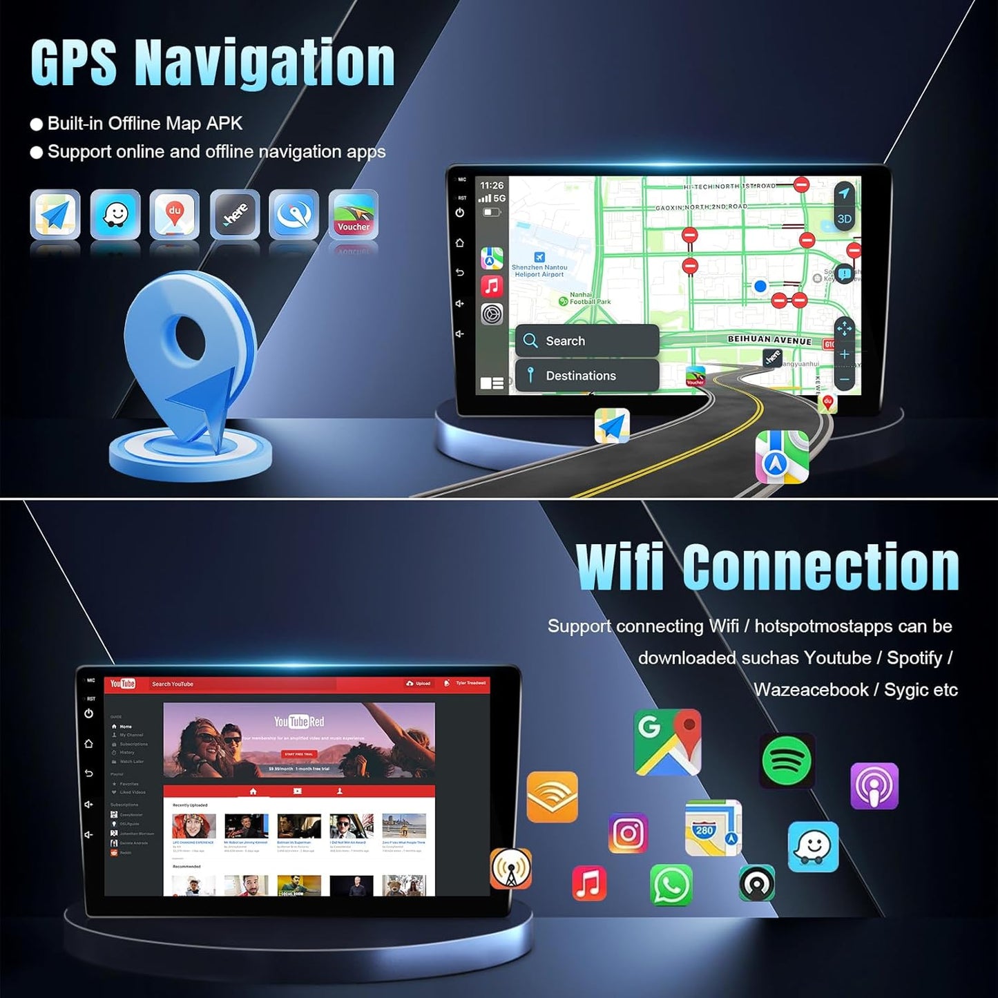 Car Radio for Ford F150 2009-12,F150 CarPlay, Android Auto 9 Inch Stereo with Bluetooth GPS Navigation WiFi Backup