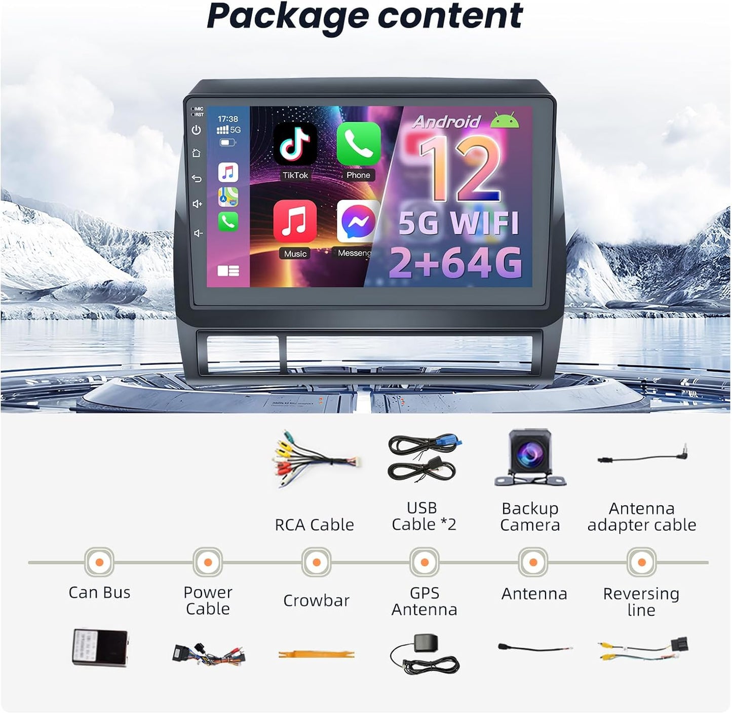 64G Android Car Radio for Toyota Tacoma 2005-2015: 9 Inch IPS Touch Screen, Carplay & Android Auto GPS Navigation