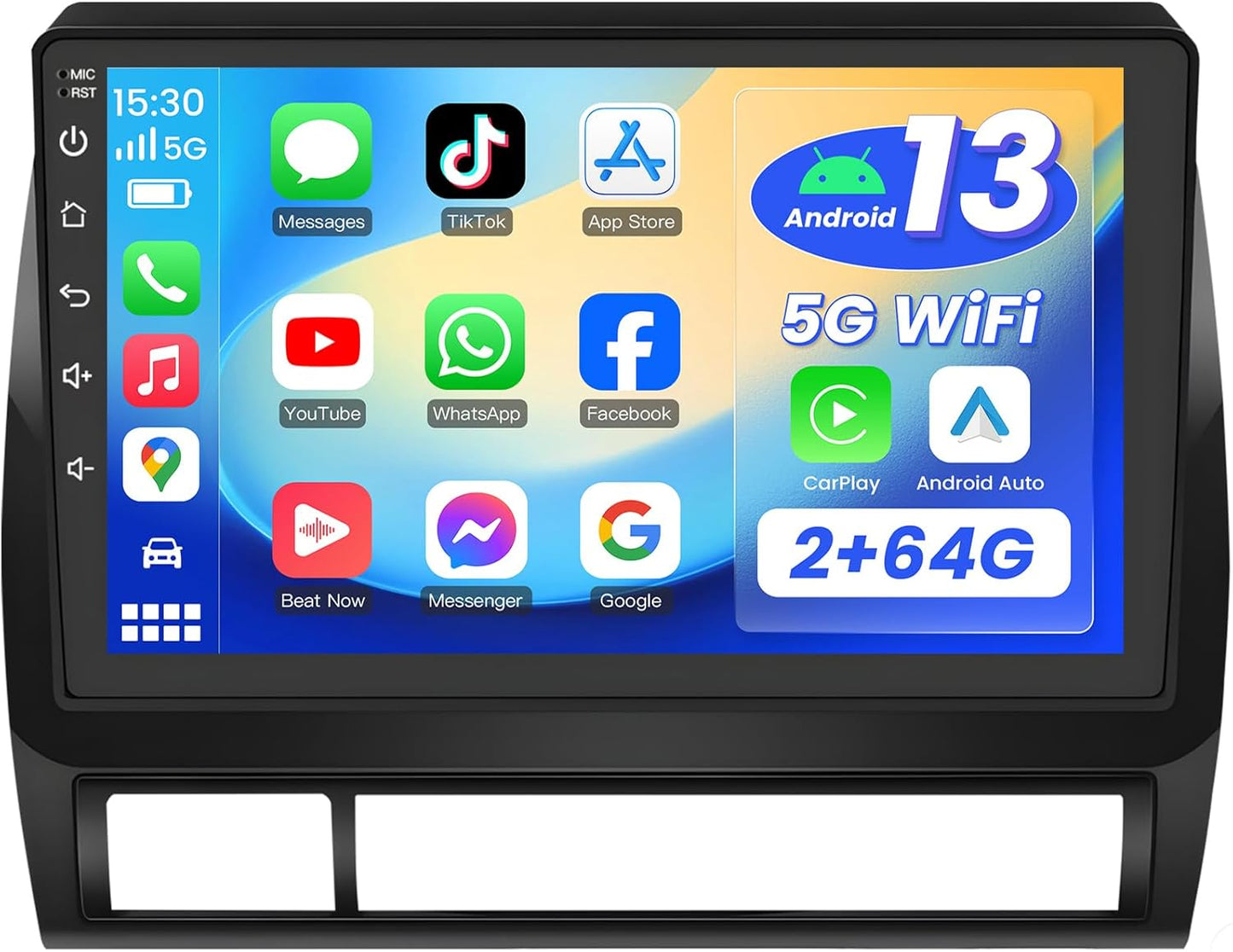 64G Android Car Radio for Toyota Tacoma 2005-2015: 9 Inch IPS Touch Screen, Carplay & Android Auto GPS Navigation