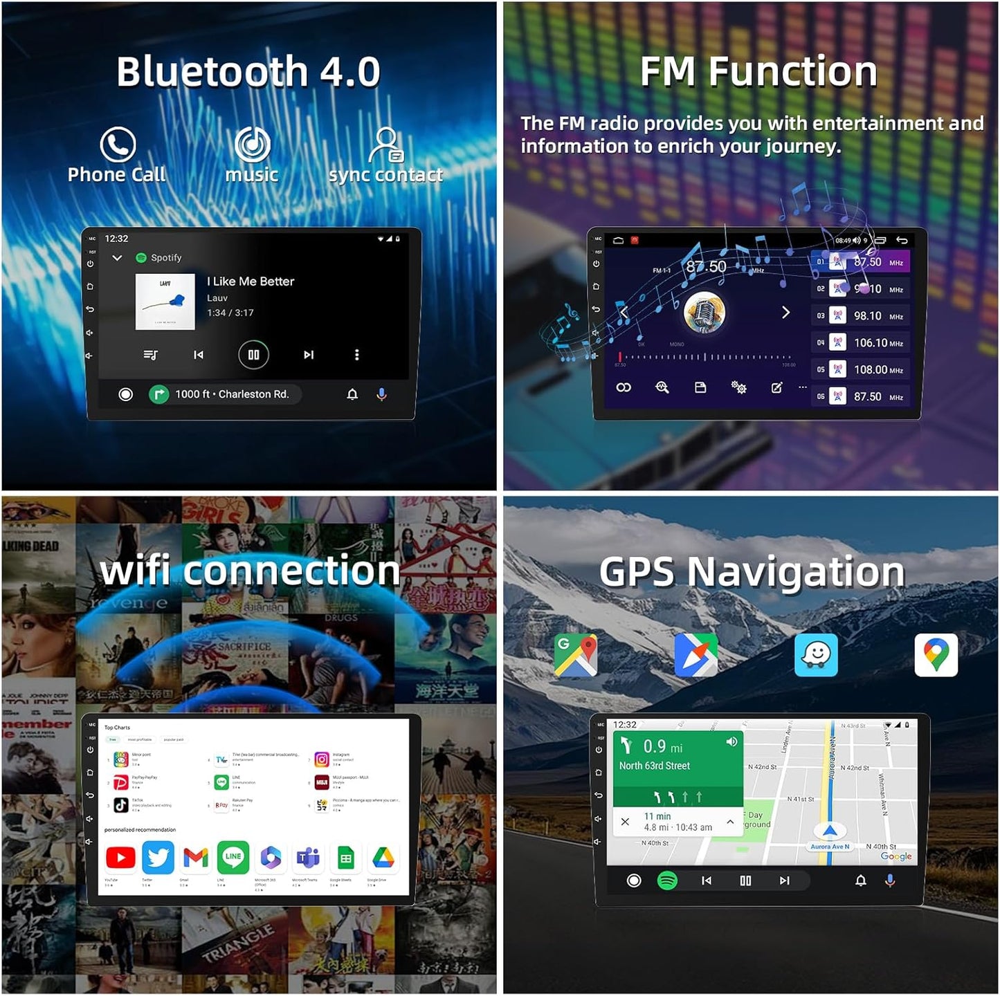 64G Android Car Radio for Toyota Tacoma 2005-2015: 9 Inch IPS Touch Screen, Carplay & Android Auto GPS Navigation