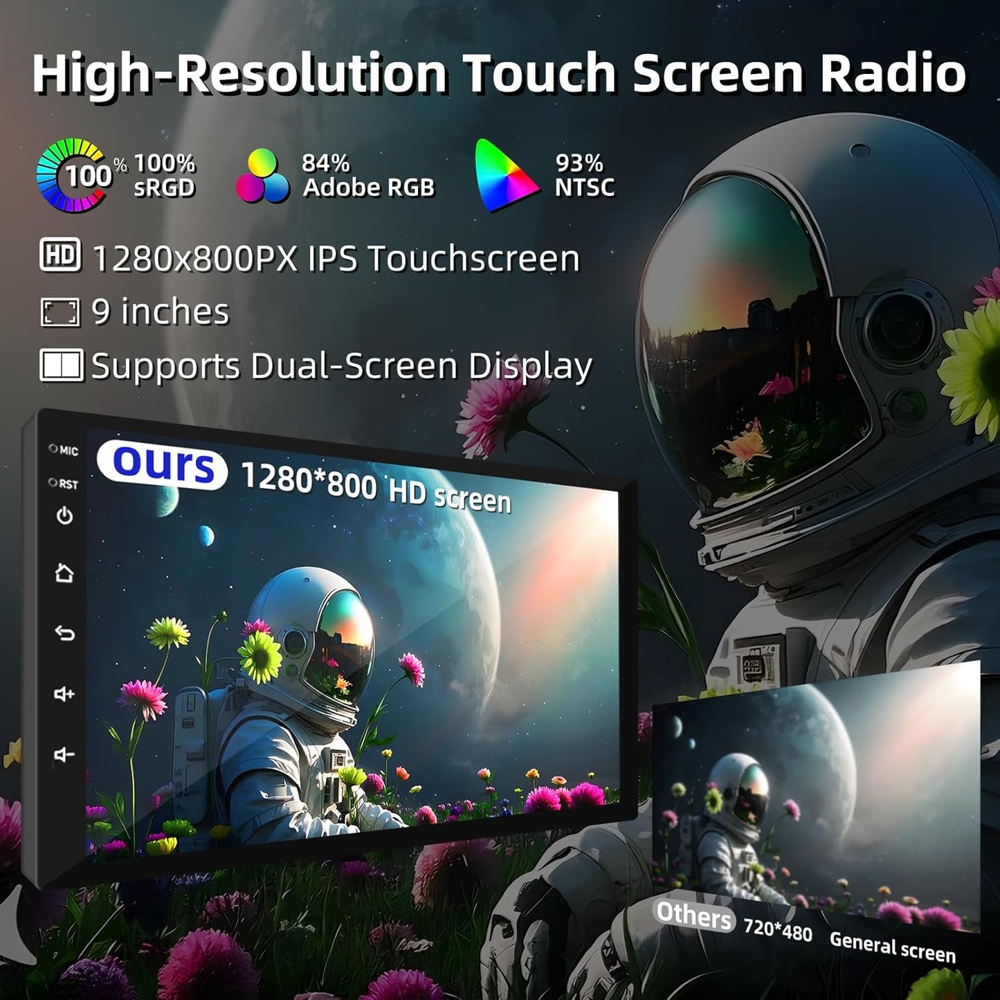 64G Android Car Radio for Toyota Tacoma 2005-2015: 9 Inch IPS Touch Screen, Carplay & Android Auto GPS Navigation