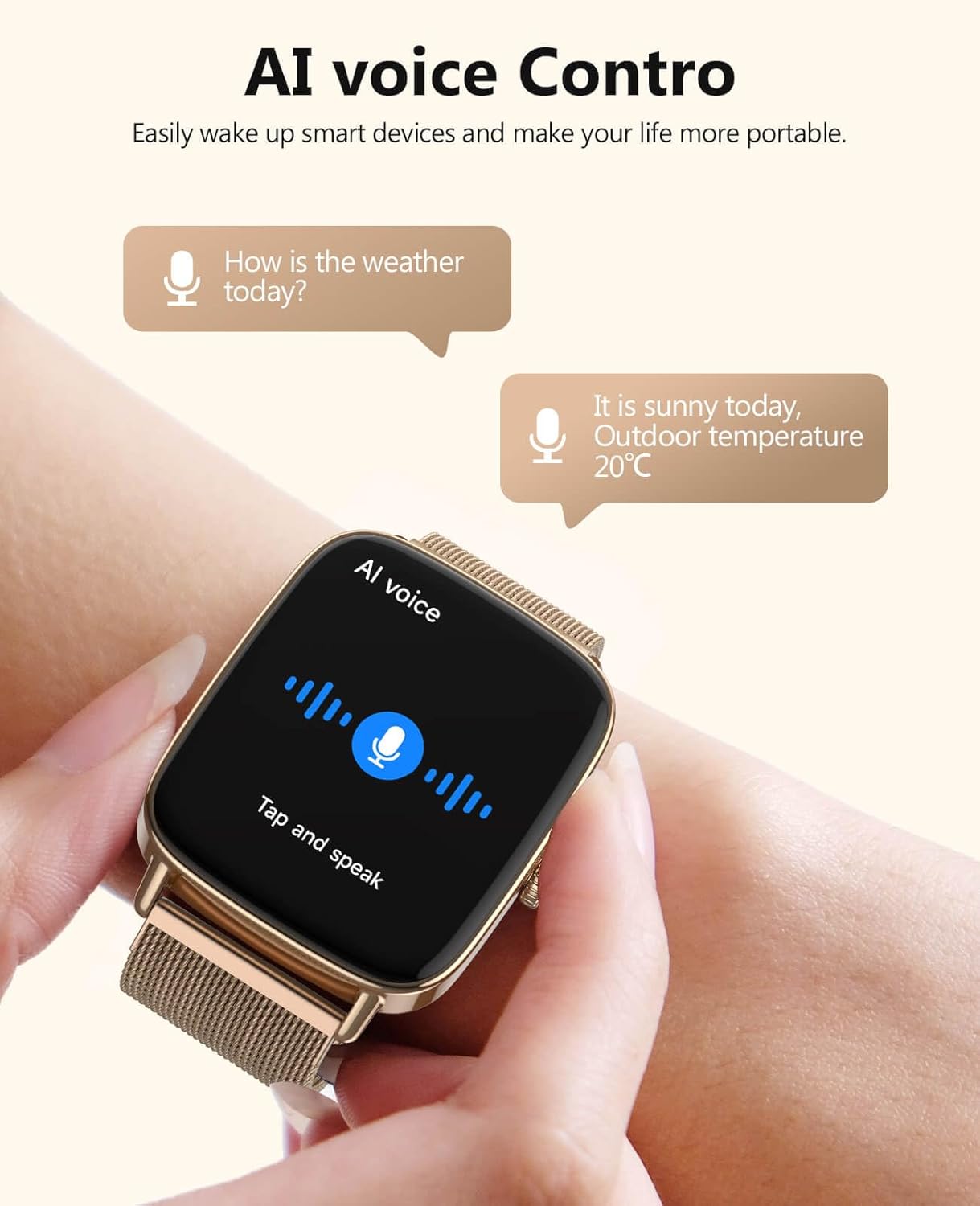 Smart Watches for Women 2025, 1.85' AI Voice, 24/7 Heart Rate Monitor, Stress/SpO2/Sleep Tracker, IP68 Waterproof