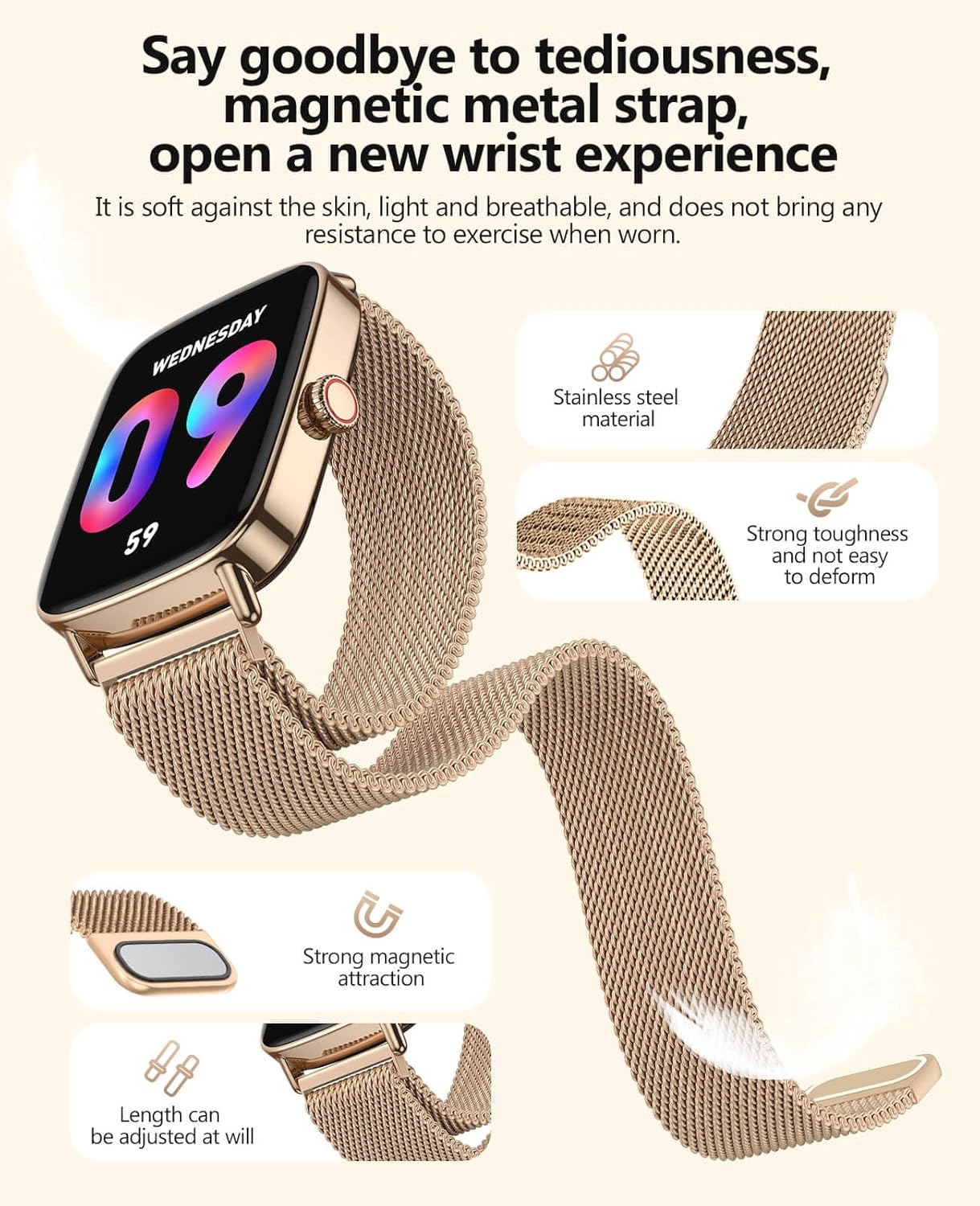 Smart Watches for Women 2025, 1.85' AI Voice, 24/7 Heart Rate Monitor, Stress/SpO2/Sleep Tracker, IP68 Waterproof