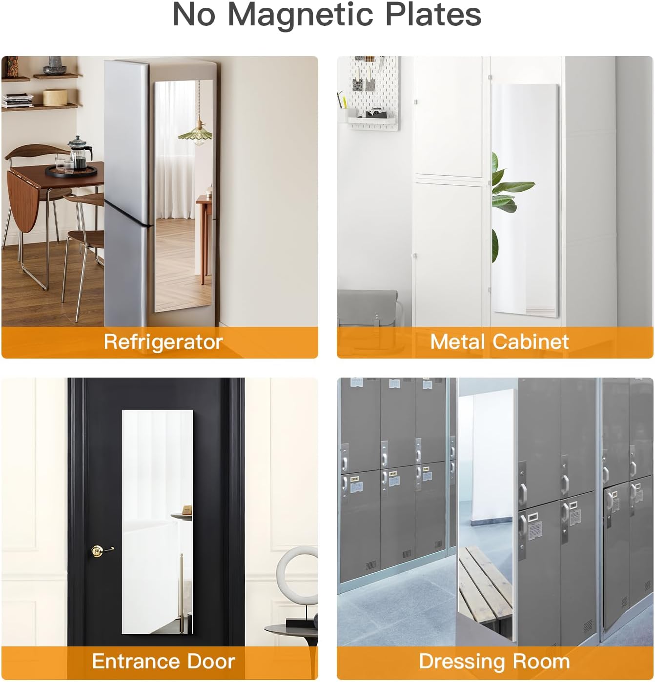 55'x16' Magnetic Mirror Lightweight Full-Length Mirror, Strong Adhesion, Easy Installation, Suitable for Refrigerator