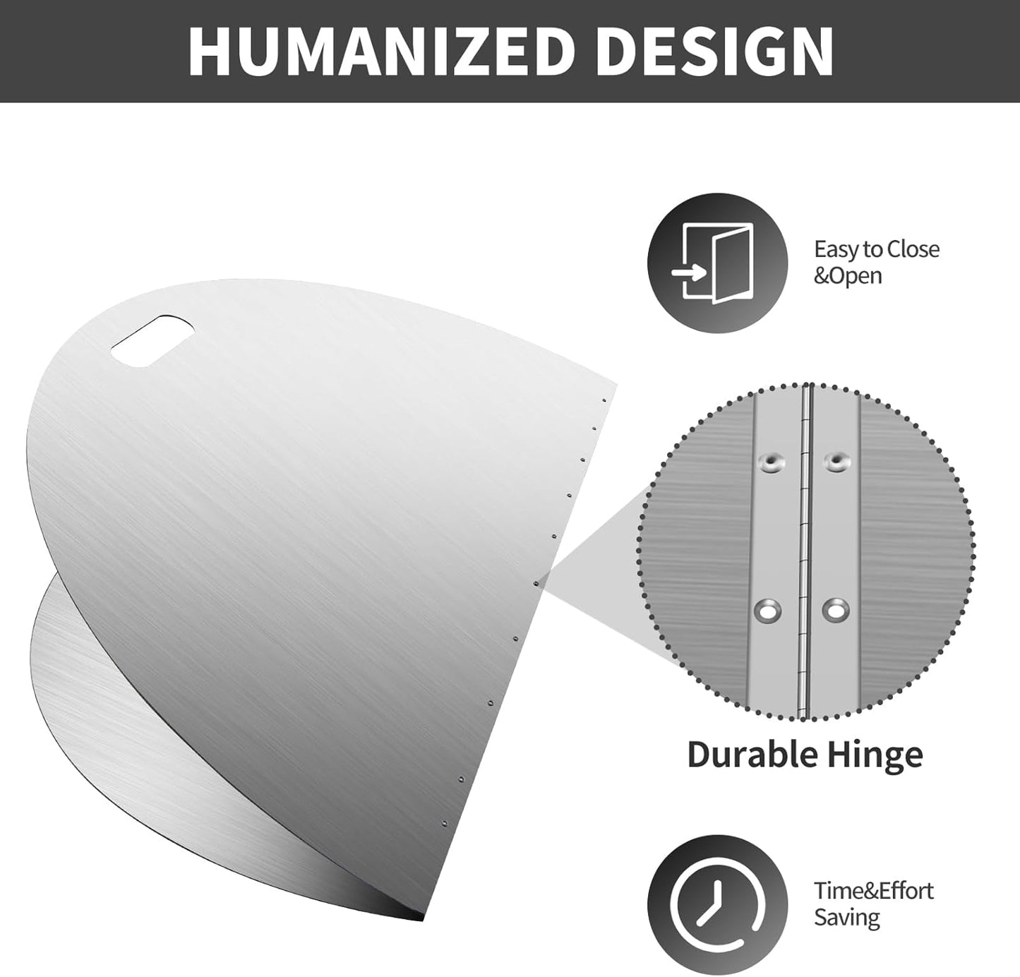 Fire Pit Lid Round, 40Inch Fire Pit Lid, 304 Stainless Steel Foldable Fire Pit Cover, Edge Built-in Handle Design