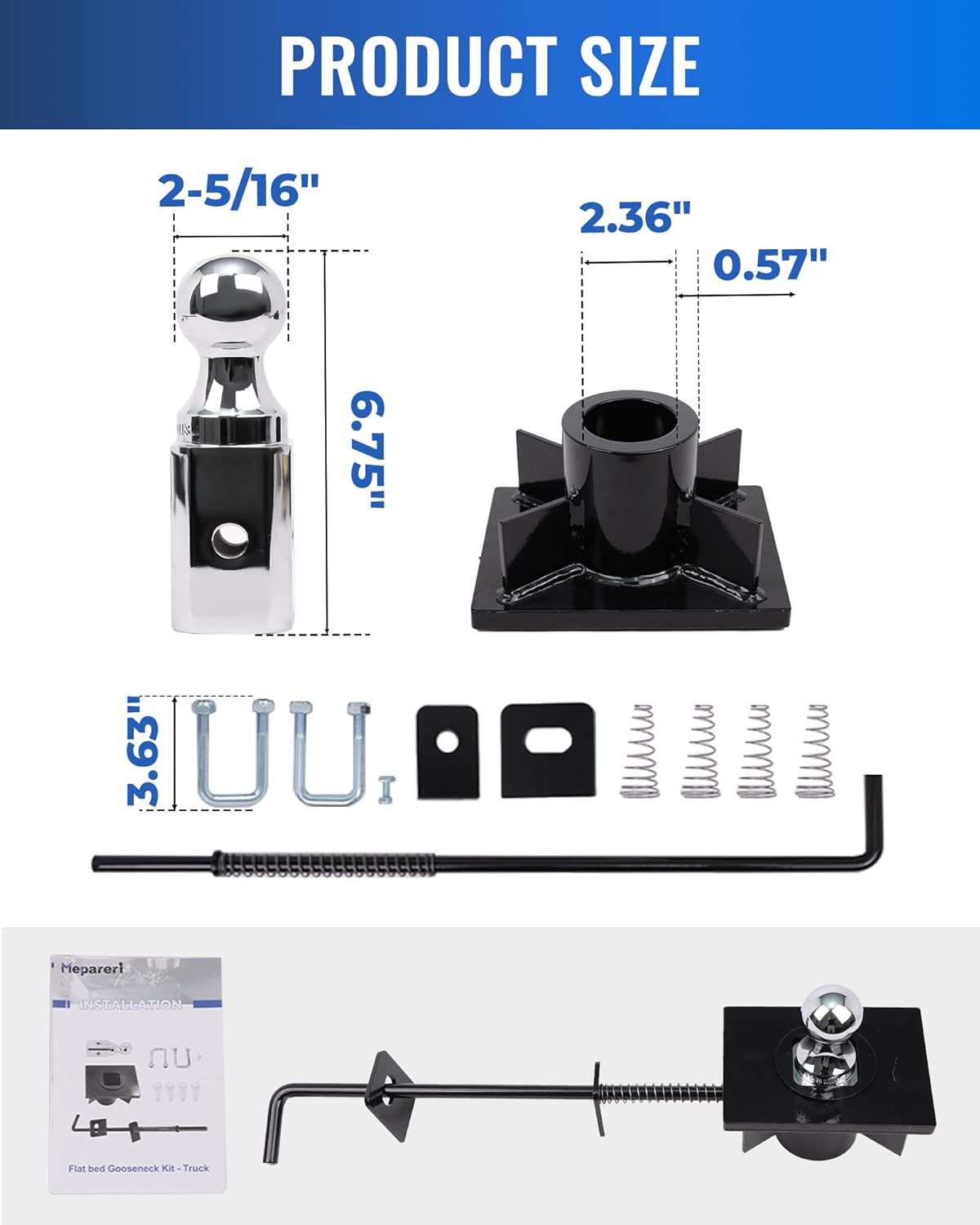 Gooseneck Hitch Kit Fit for Flat Beds,GTW 31000 lbs, Replace GNRK1500