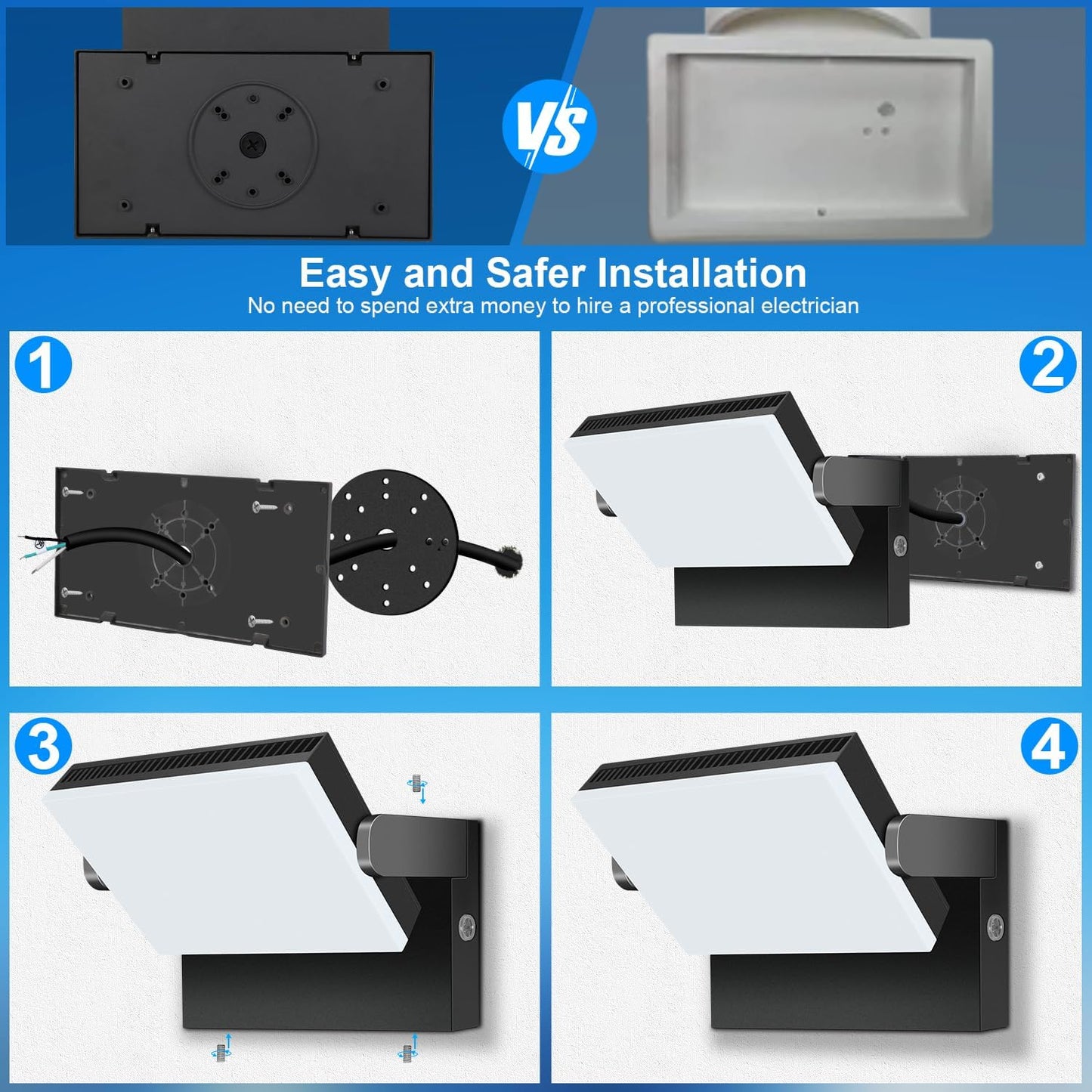 LED 150W Wall Light with 360 Adjustable Head,Outdoor Commercial Security Wall Pack with Dusk to Dawn