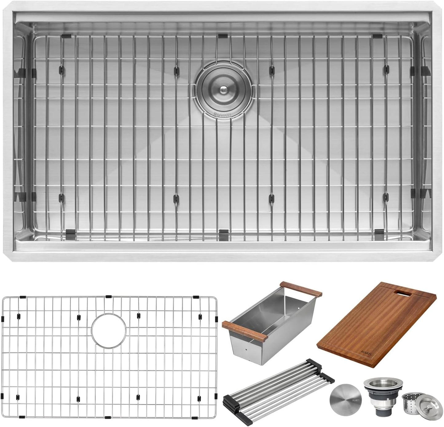 33-inch Undermount Rounded Corner Workstation Kitchen Sink Single Bowl, 16 Gauge Stainless Steel Kitchen Sinks