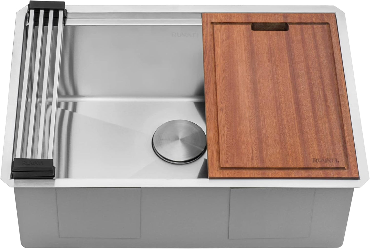 27-inch Undermount Rounded Corner Workstation Kitchen Sink Single Bowl, 16 Gauge Stainless Steel Kitchen Sinks