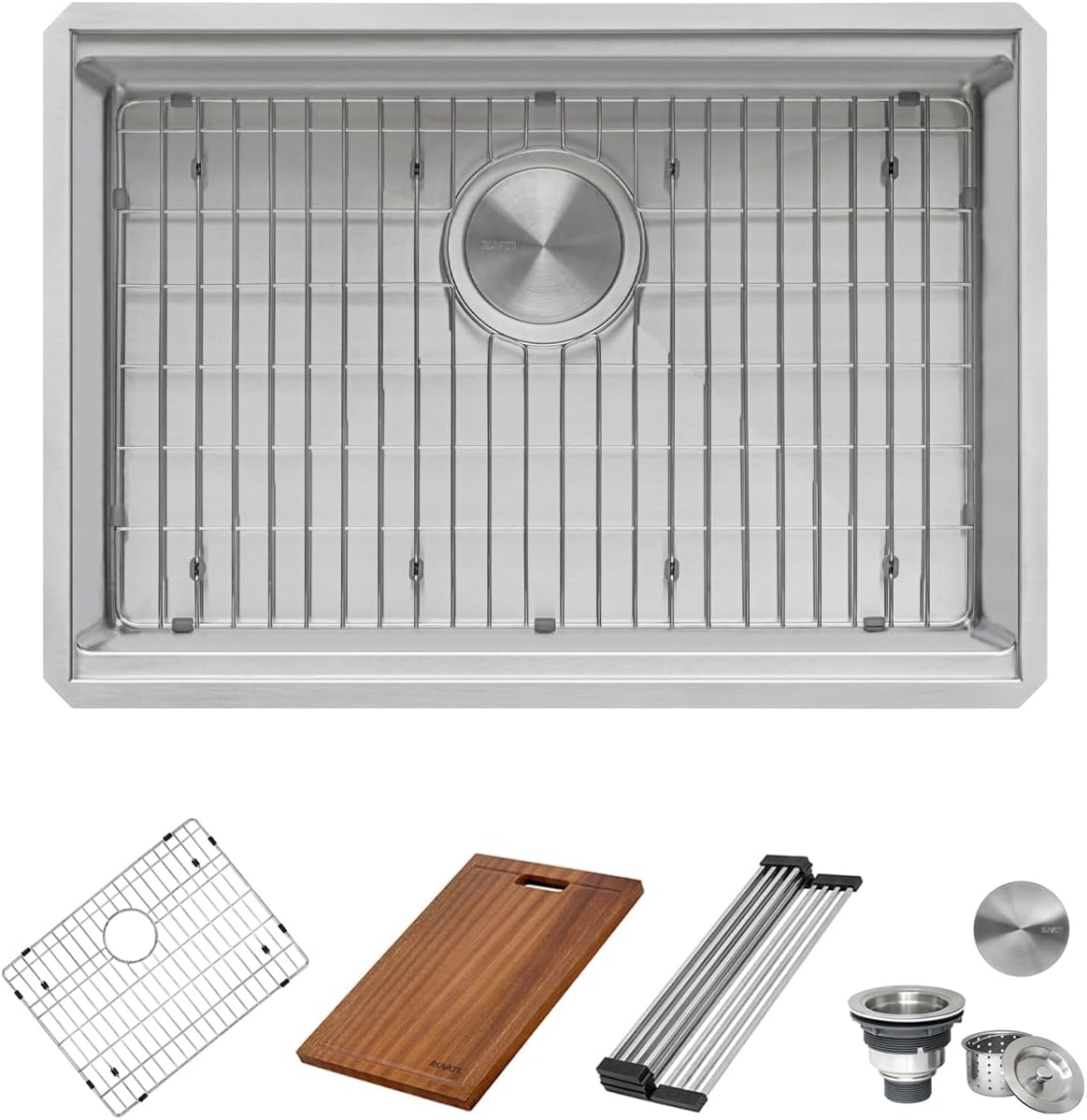 27-inch Undermount Rounded Corner Workstation Kitchen Sink Single Bowl, 16 Gauge Stainless Steel Kitchen Sinks