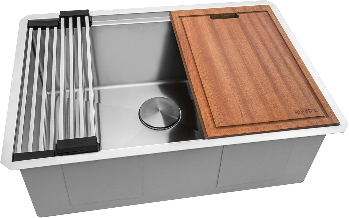 27-inch Undermount Rounded Corner Workstation Kitchen Sink Single Bowl, 16 Gauge Stainless Steel Kitchen Sinks