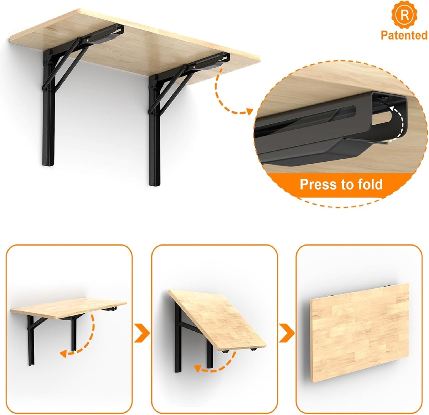 Wall Mounted Folding Workbench, Heavy Duty Folding Wall Table/Desk, Holds Up to 550lbs (47.25 x 22.75inch)