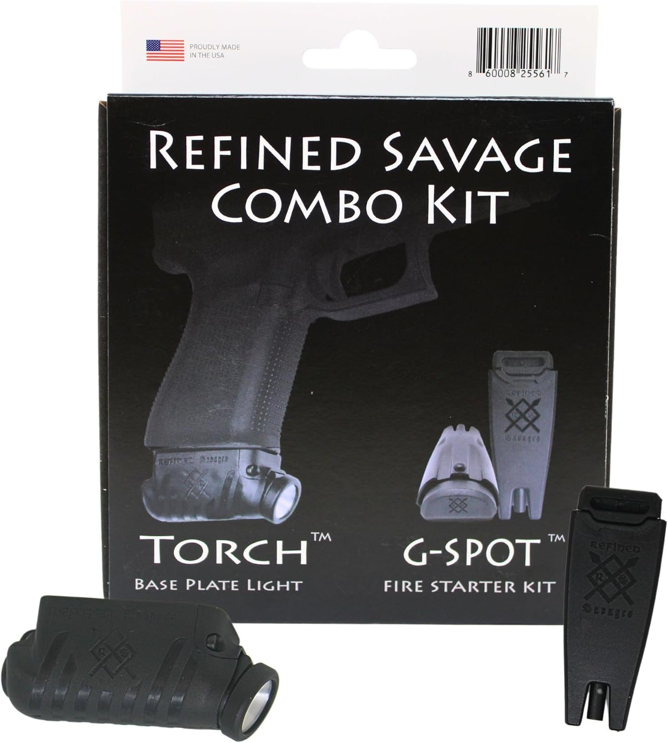 Torch & Firestarter Pack - Tactical Flashlight High Lumens & Firestarter Kit Compatible with Glock 17/19/22/26/33