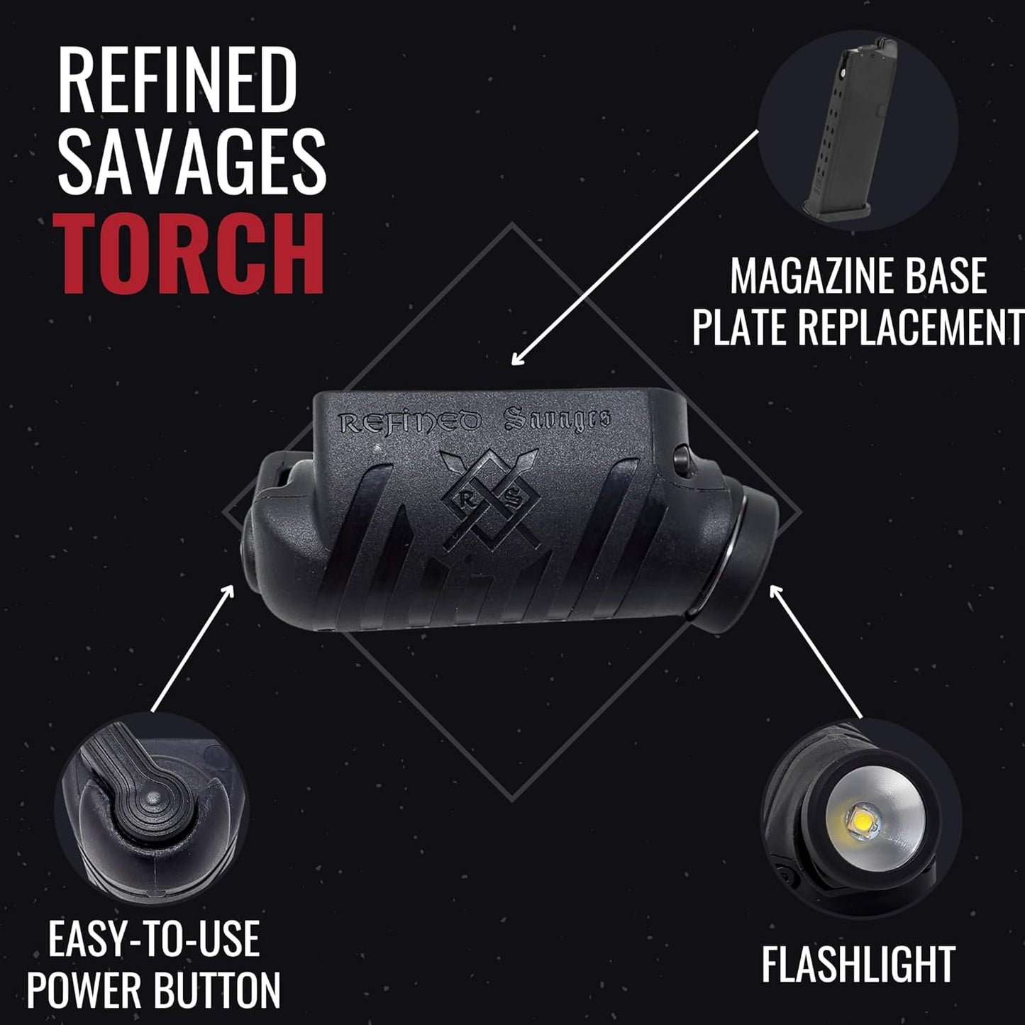 Torch & Firestarter Pack - Tactical Flashlight High Lumens & Firestarter Kit Compatible with Glock 17/19/22/26/33