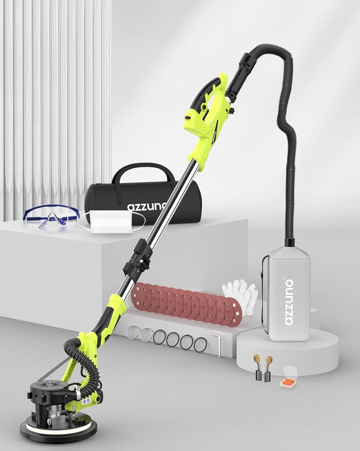 Drywall Sander with Vacuum Dust Collector, 12A Electric Popcorn Ceiling Removal Tool, 5 Variable Speed