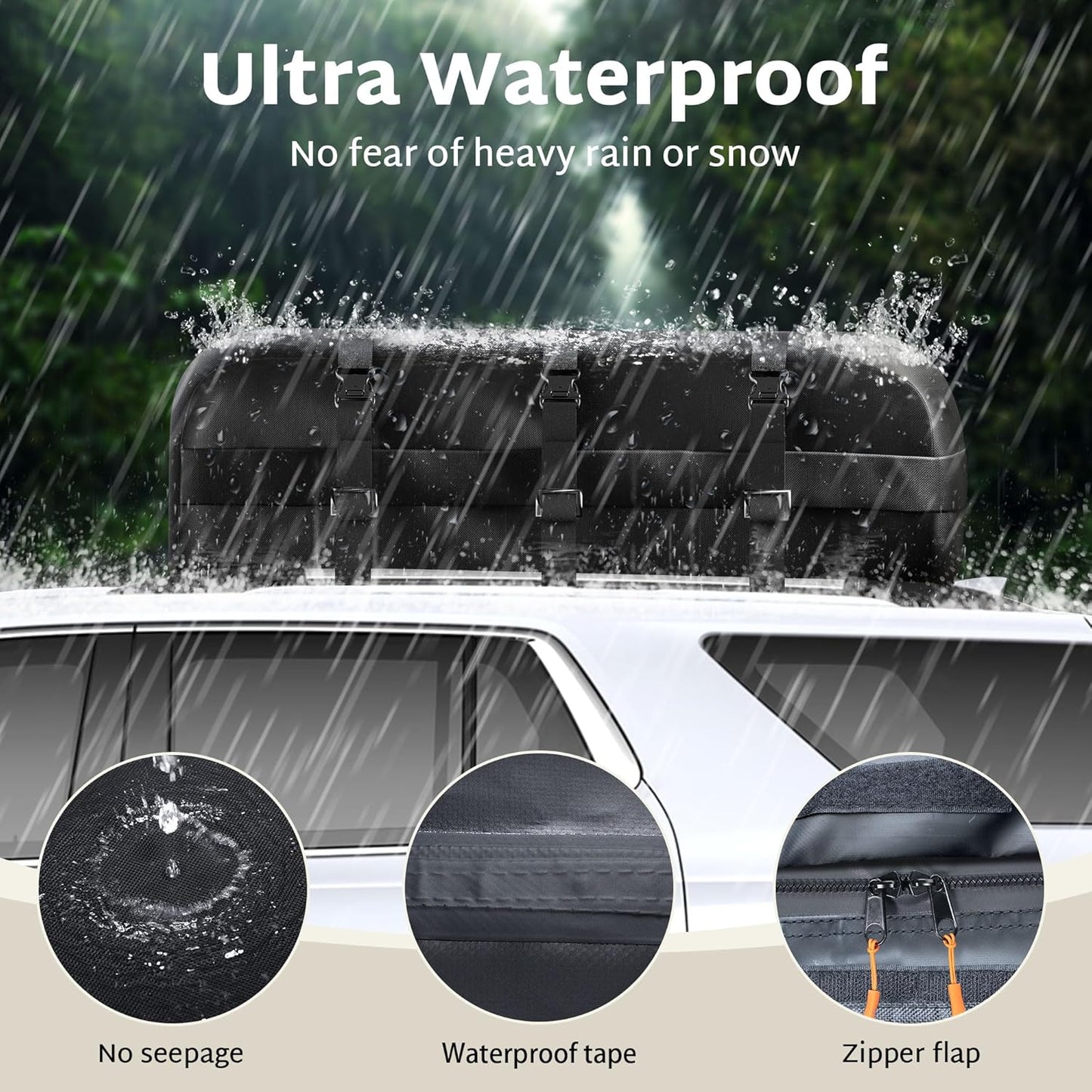 Rooftop Cargo Carrier 36 Cubic Feet Waterproof Soft Car Roof Rack Cargo Carrier Heavy Duty 1200D for All Cars