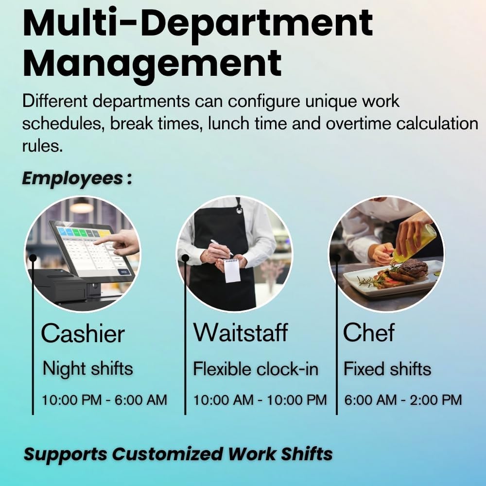 App-Based Time Clock for Small Business, No Monthly Fee, iOS/Android Compatible, 10 IC Cards Included, Black