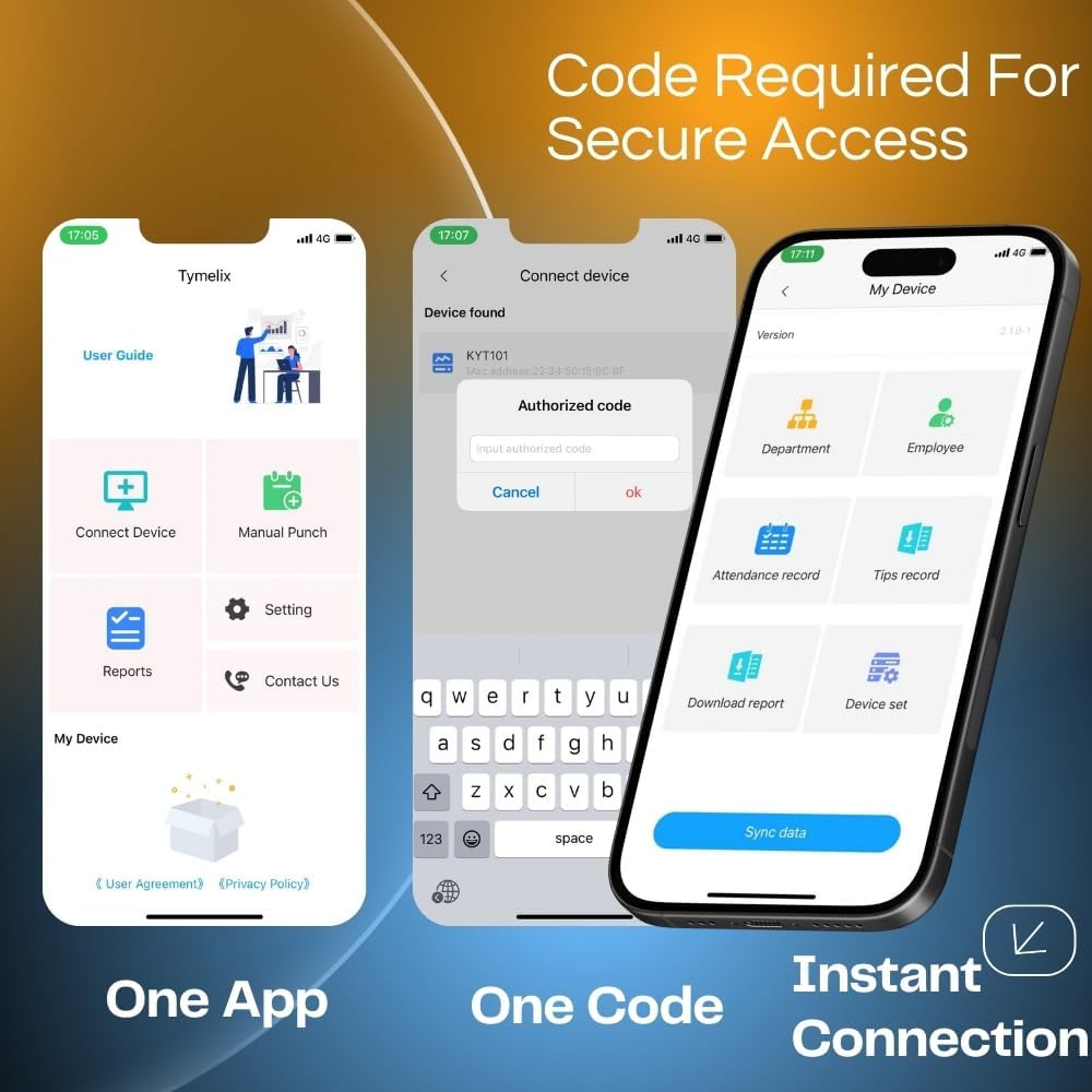 App-Based Time Clock for Small Business, No Monthly Fee, iOS/Android Compatible, 10 IC Cards Included, Gray