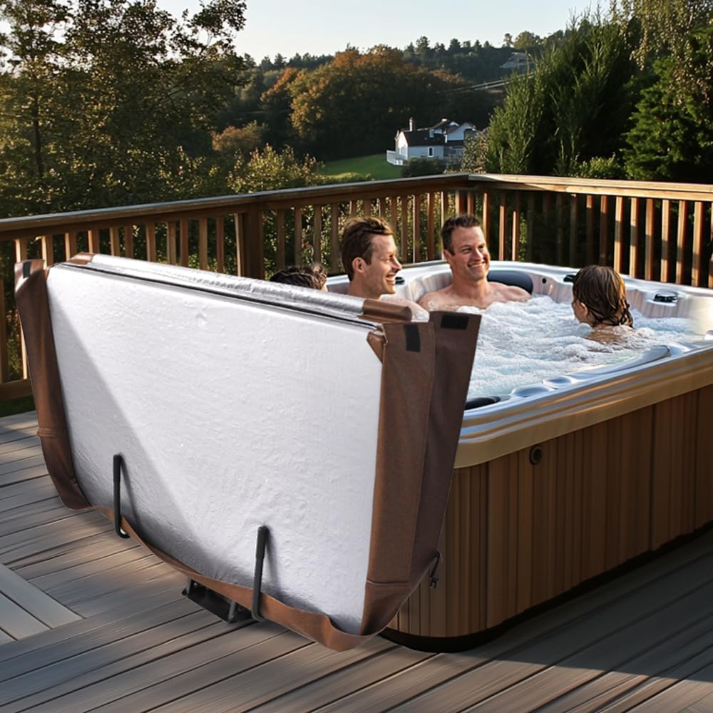 Hot Tub Cover Lift, 28.4'-38.2' Height Hot Tub Cover Holder, Hydraulically Adjustable U-Shaped Arm Spa Cover Lift