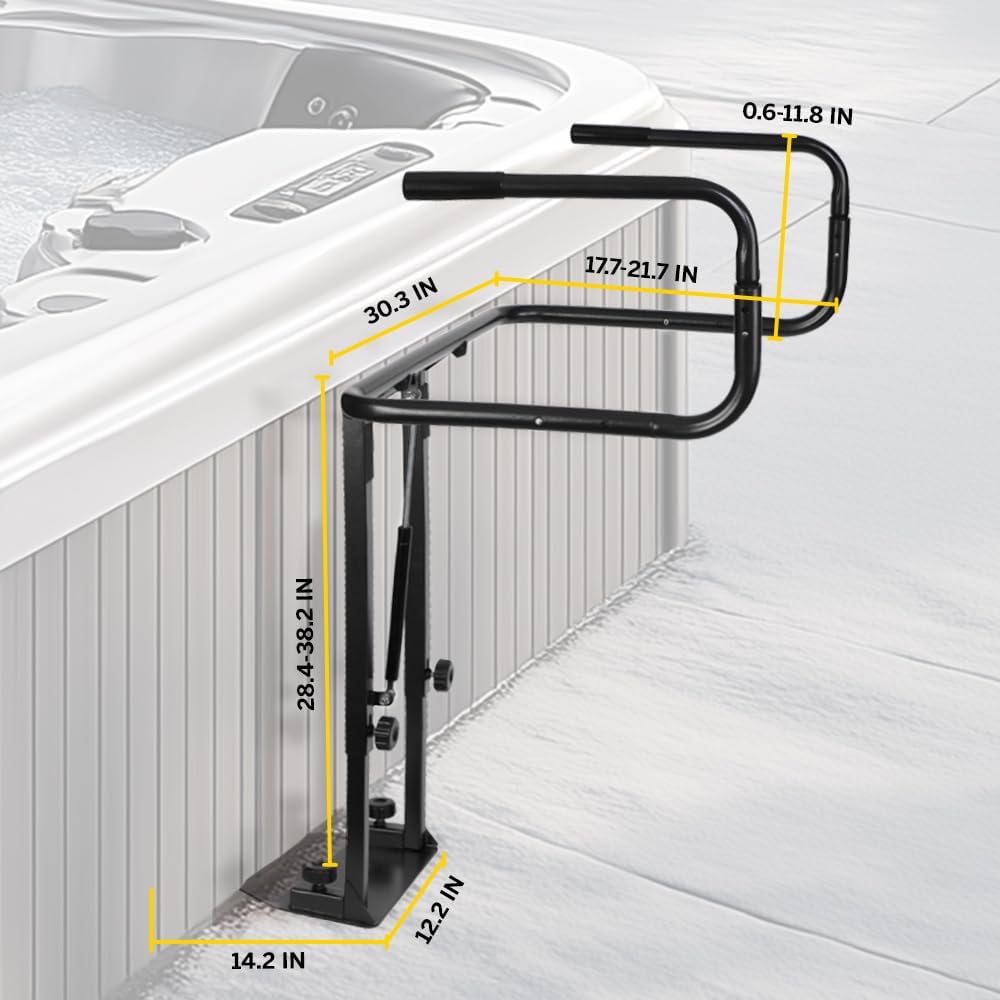 Hot Tub Cover Lift, 28.4'-38.2' Height Hot Tub Cover Holder, Hydraulically Adjustable U-Shaped Arm Spa Cover Lift