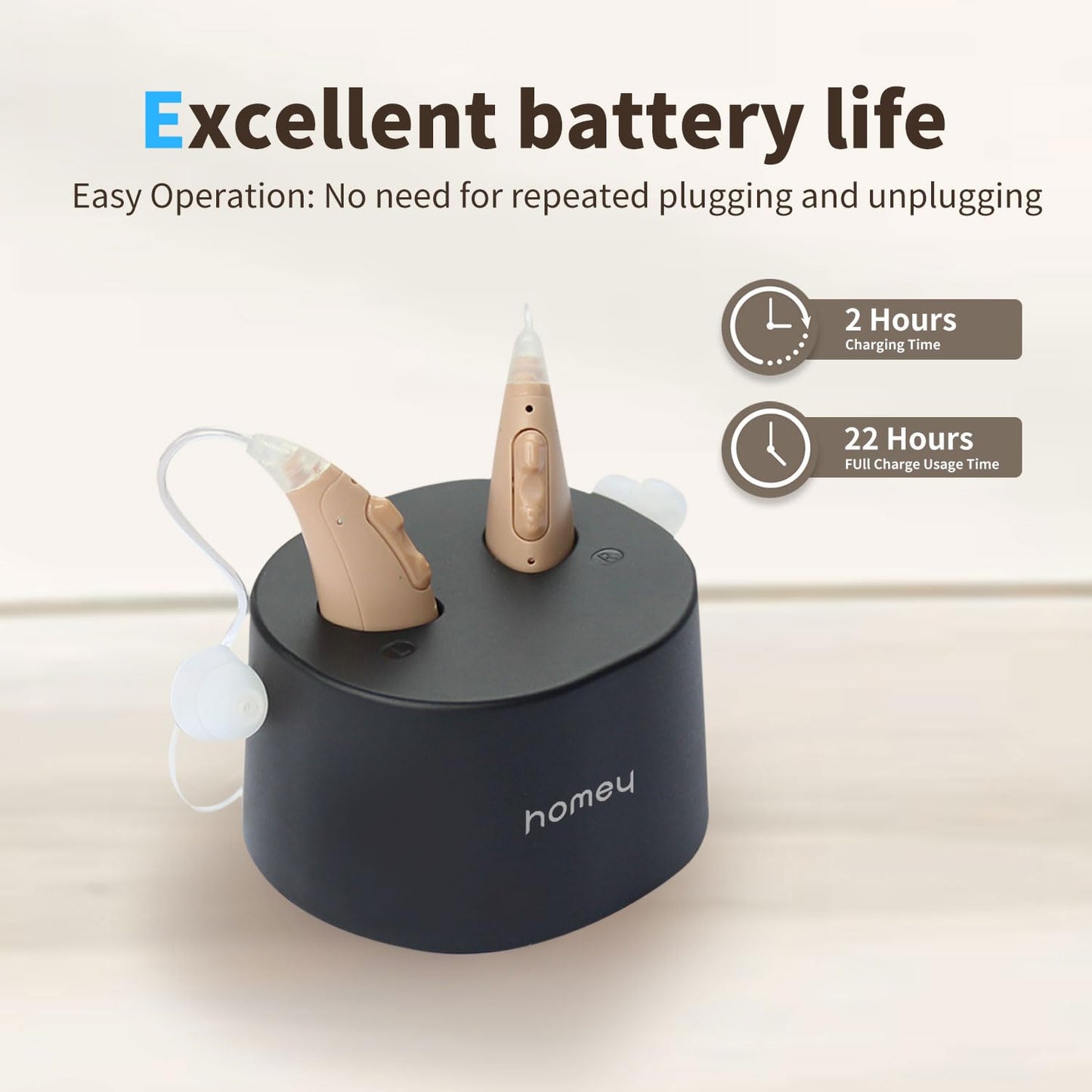 Rechargeable Hearing Aids for Seniors, OTC Digital BTE Hearing Aids, AI Noise Cancellation & Whistle Suppression