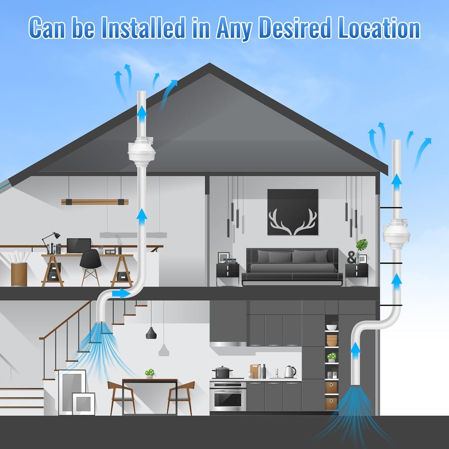 Dryer Vent Booster Fan 4 Inch, DBF 110 Dryer Vent Booster Kit Exhaust Fan with Plug Efficient, Quiet, and Easy to Install