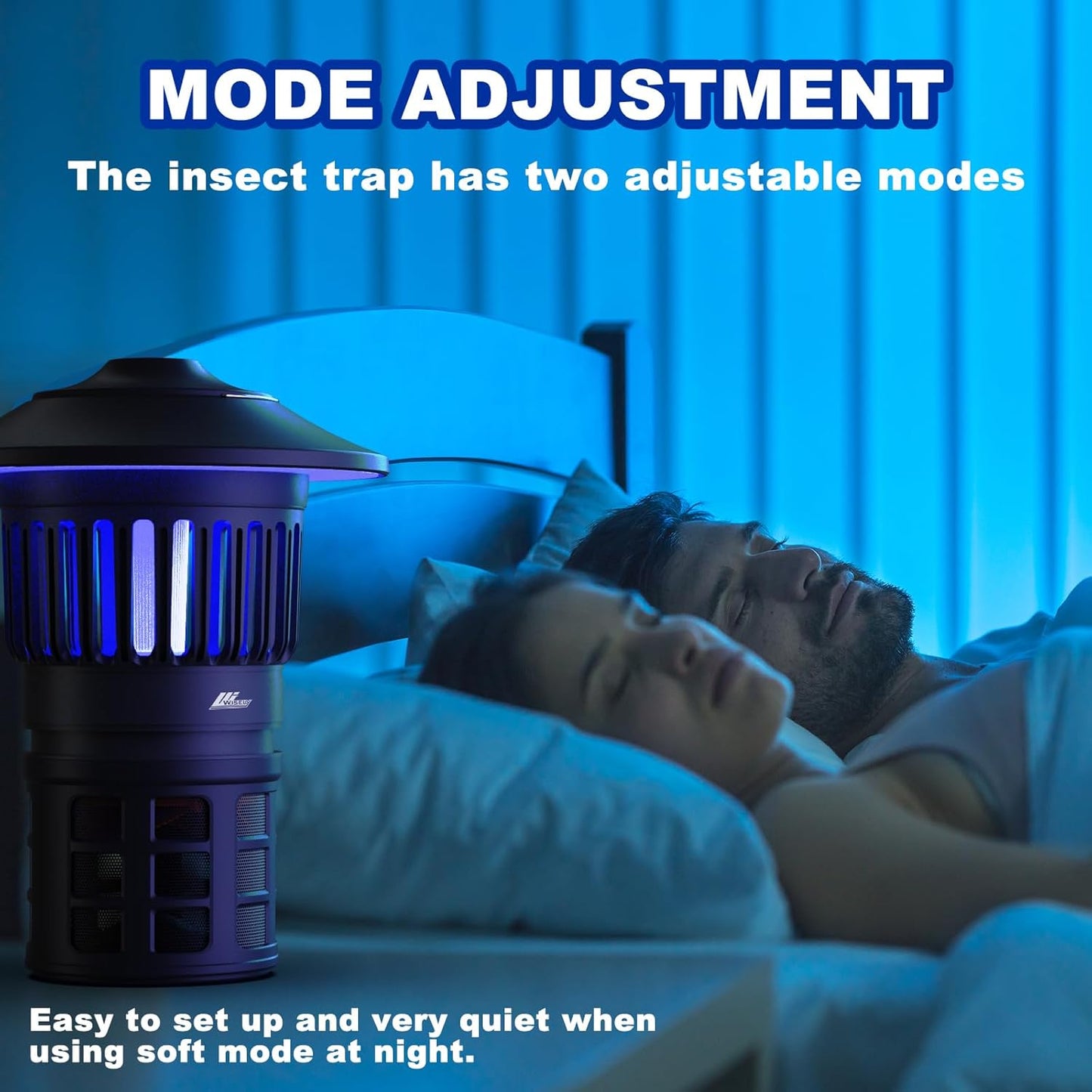 Wisely Fly Traps Outdoor - Portable Rechargeable Mosquito Zapper IPX4 Waterproof with LED Light Adjustable - Bug Zapper Kills Mosquitoes, Flies,