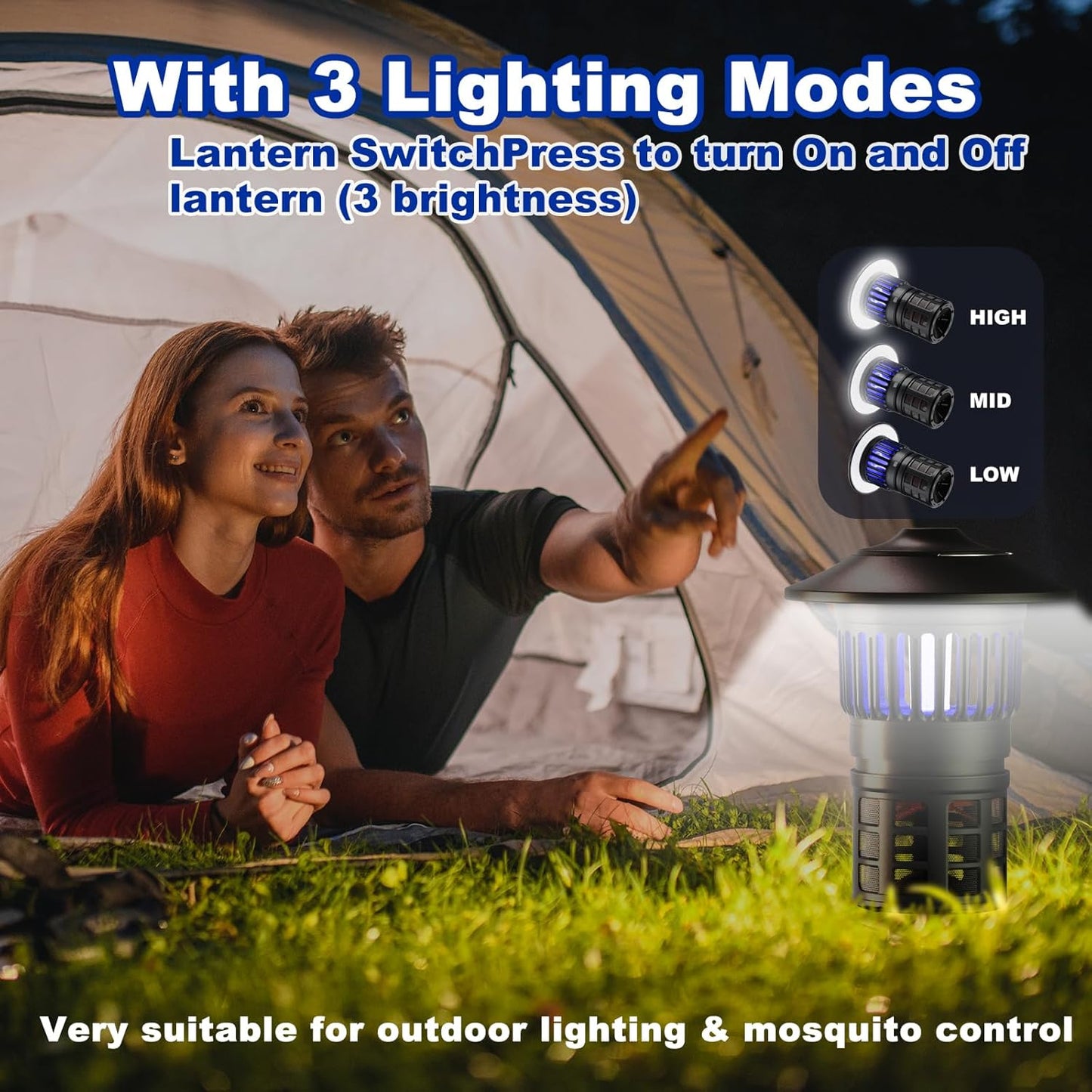 Wisely Fly Traps Outdoor - Portable Rechargeable Mosquito Zapper IPX4 Waterproof with LED Light Adjustable - Bug Zapper Kills Mosquitoes, Flies,