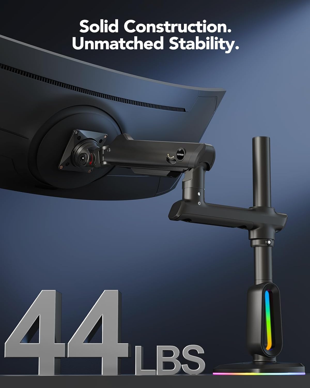 Heavy Duty Monitor Arm for Ultrawide Screens up to 57', Holds 44 lbs, Tall Ultrawide Monitor Stand with 29.1' Max