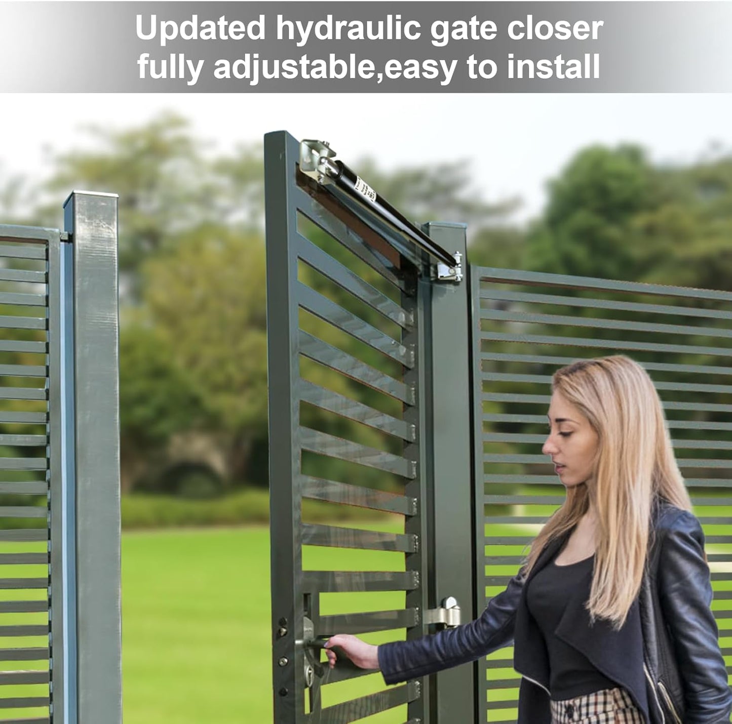 TB200B Outdoor Heavy Duty Gate Closer for Gates 40 to 64 Inches in Width and 60 to 140 Pounds in Weight, High Grade Hydraulic Gate Closer, Black