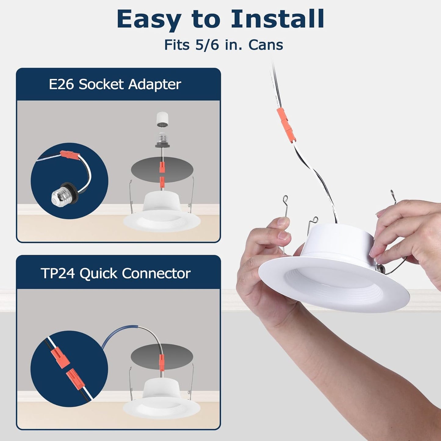 6 Pack Smart RGB TW Recessed Lighting 6 Inch Color Changing (2700K-6500K) 12W Downlight