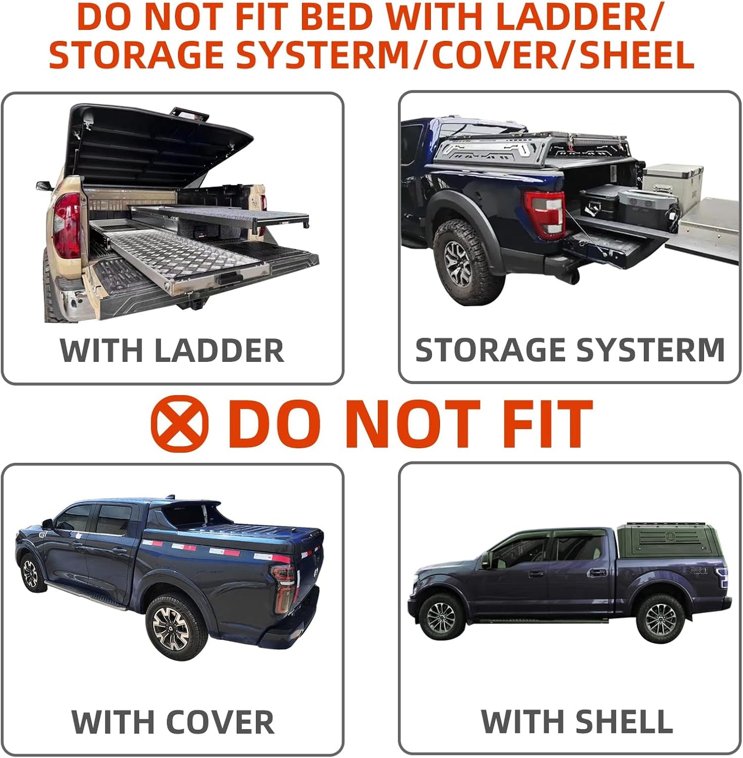 Truck Bed Extender, Aluminum Tailgate Extender 55'-62' Fit for Ford F150 Heavy Duty, Ram1500/2500/3500, Silverado