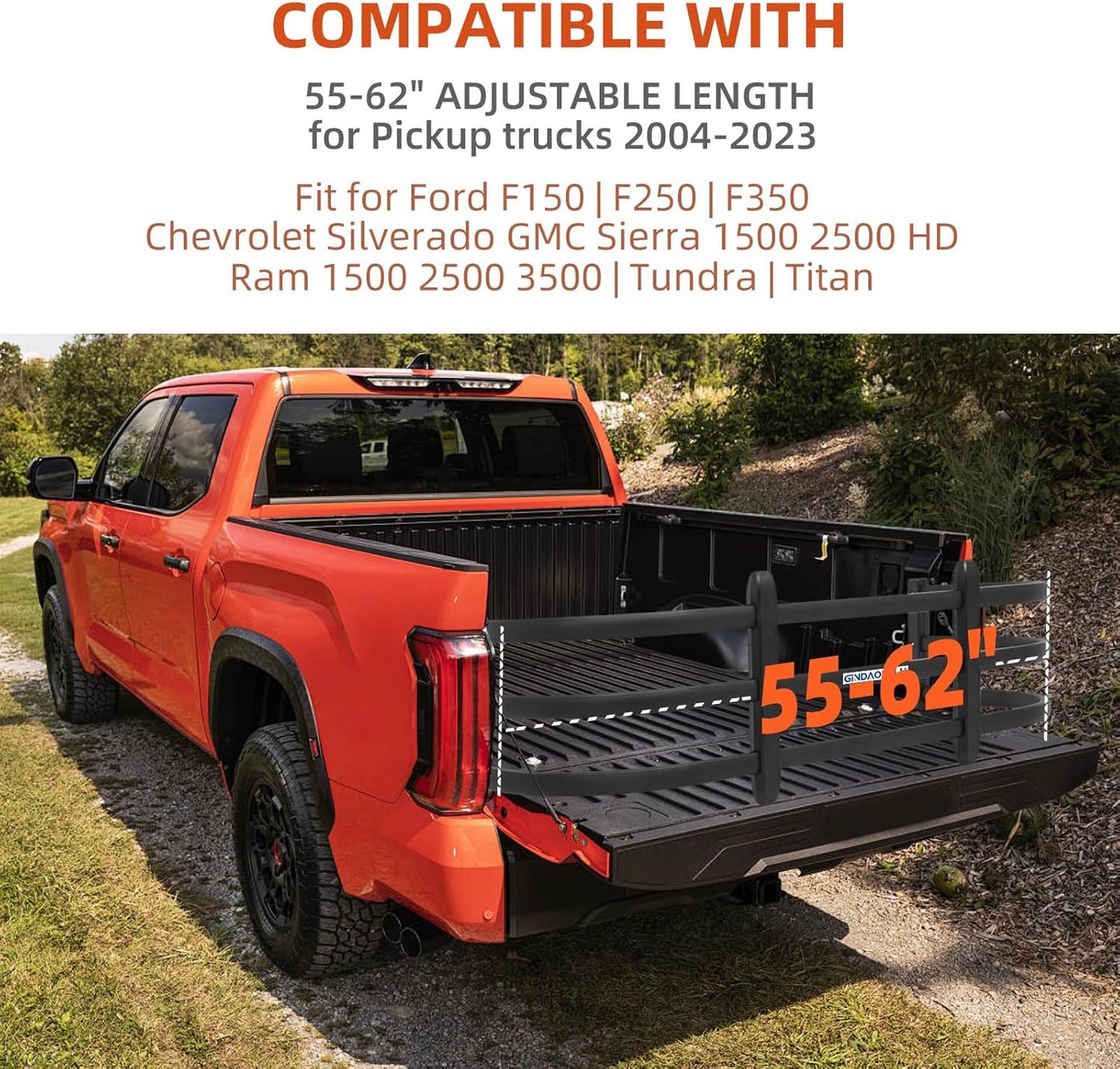 Truck Bed Extender, Aluminum Tailgate Extender 55'-62' Fit for Ford F150 Heavy Duty, Ram1500/2500/3500, Silverado