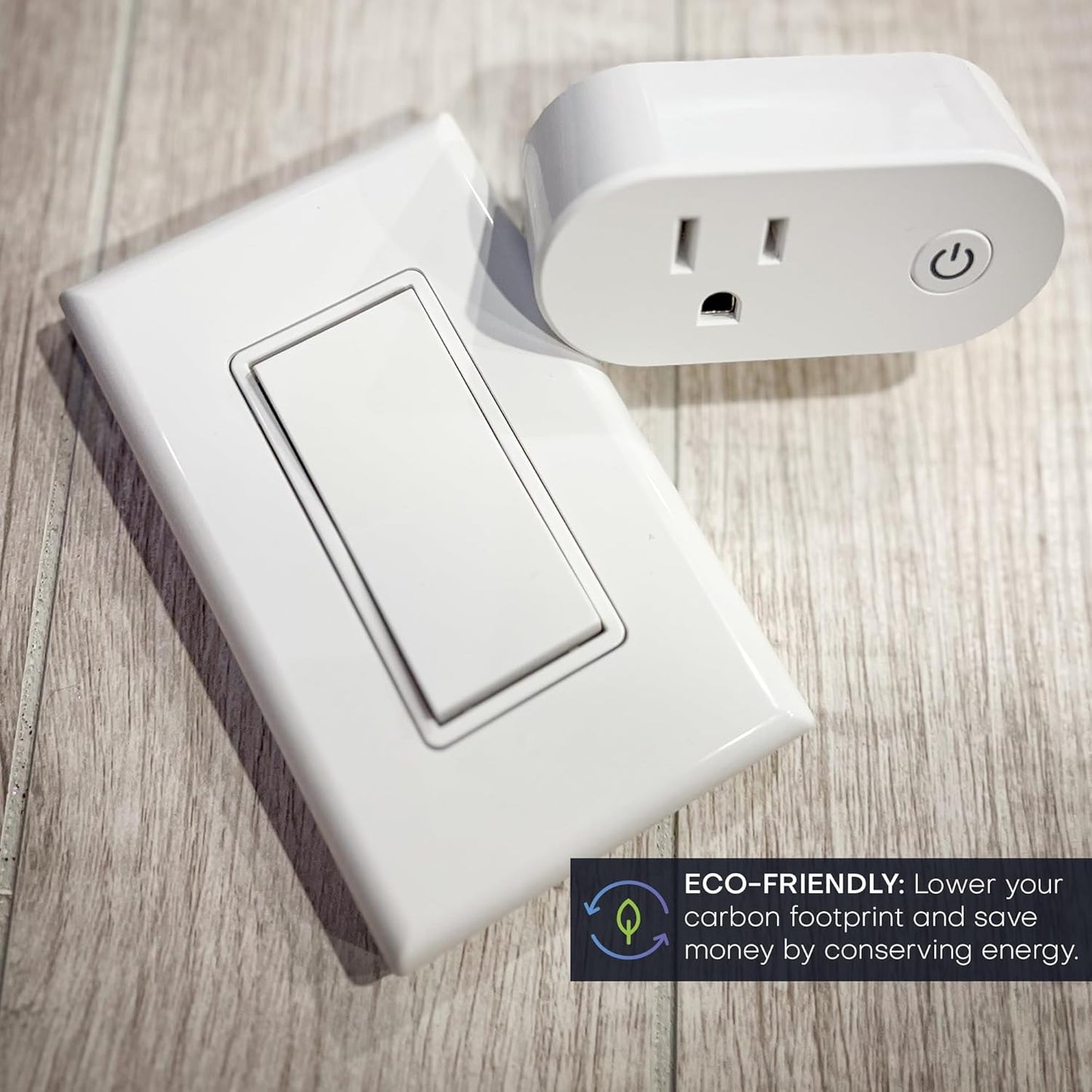 RunLessWire Wall Plug & Wireless Battery-Free Remote Light Switch Kit On/Off BT Series to Control Outlet Remotely