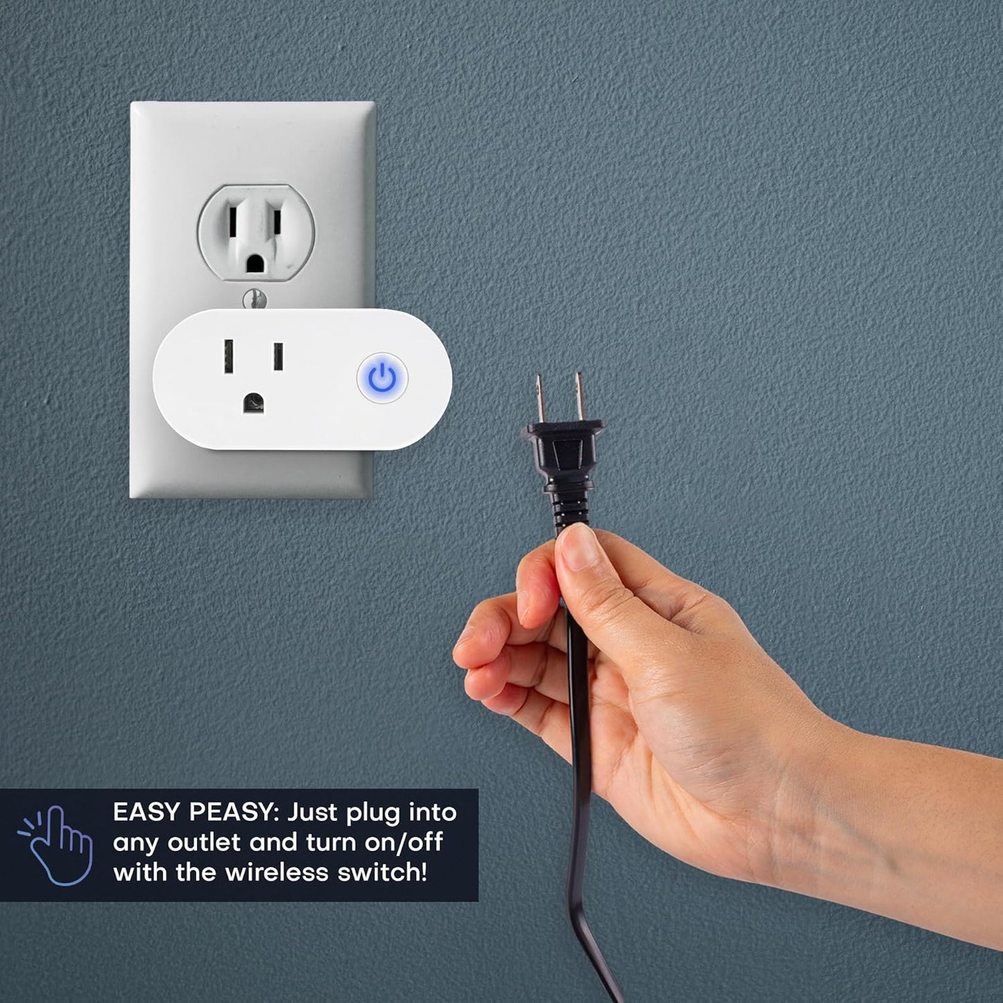 RunLessWire Wall Plug & Wireless Battery-Free Remote Light Switch Kit On/Off BT Series to Control Outlet Remotely