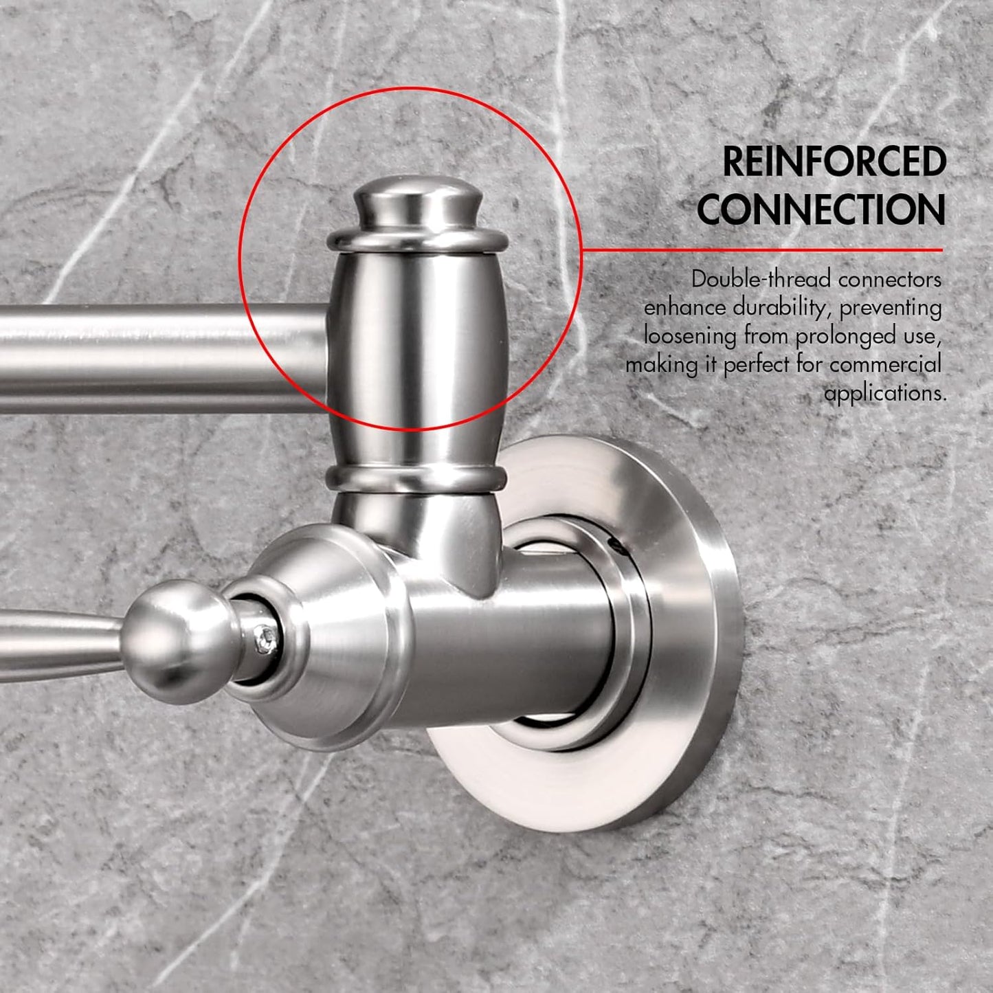 Pot Filler Faucet, Wall Mount Pot Faucets for Kitchen Sink with Double Reinforced Joint Arms, Brushed Nickel