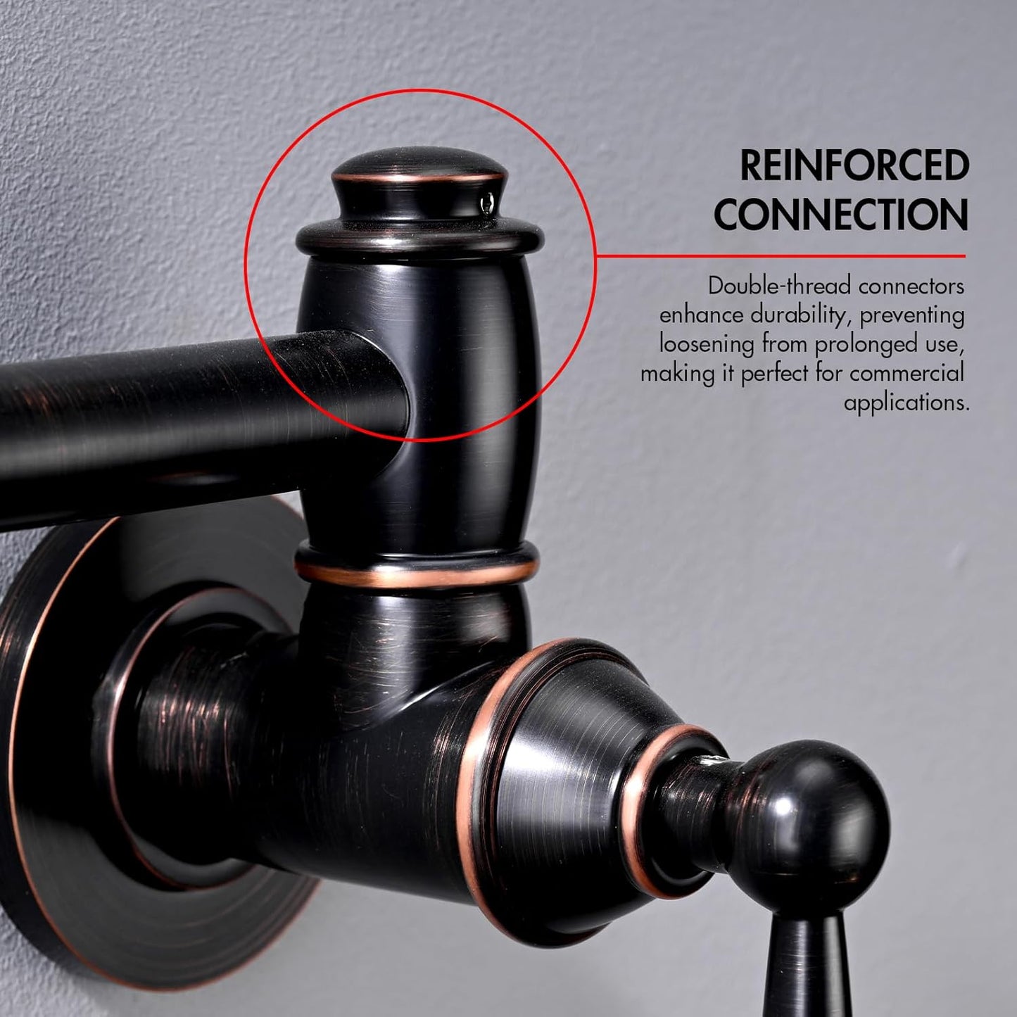 Pot Filler Faucet, Wall Mount Pot Faucets for Kitchen Sink with Double Reinforced Joint Swing Arms, Solid Brass