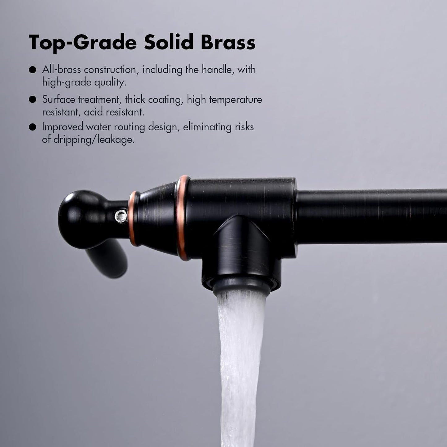Pot Filler Faucet, Wall Mount Pot Faucets for Kitchen Sink with Double Reinforced Joint Swing Arms, Solid Brass