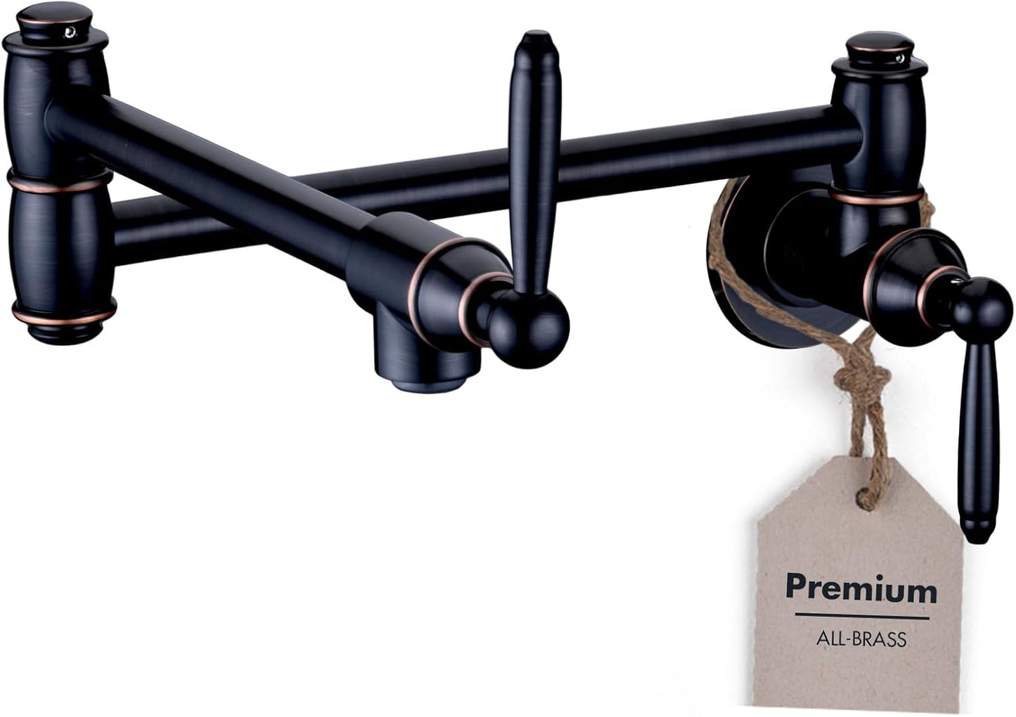 Pot Filler Faucet, Wall Mount Pot Faucets for Kitchen Sink with Double Reinforced Joint Swing Arms, Solid Brass