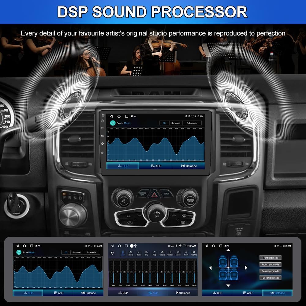 Android 13 Car Head Unit for Dodge Ram 2013-2019 1500 2500 3500 Built in Carplay/Android Auto 9 inch 2-32G