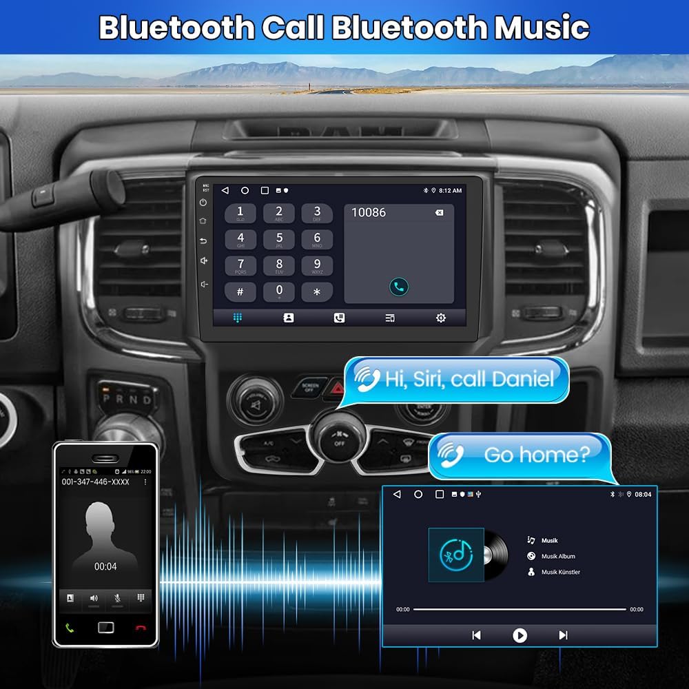 Android 13 Car Head Unit for Dodge Ram 2013-2019 1500 2500 3500 Built in Carplay/Android Auto 9 inch 2-32G