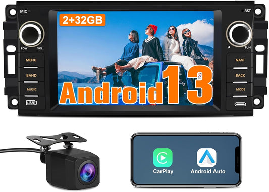 Android Car Stereo for Jeep Wrangler JK 2007-18 Compass Liberty Dodge Ram 1500 2500 3500 Touchscreen Carplay