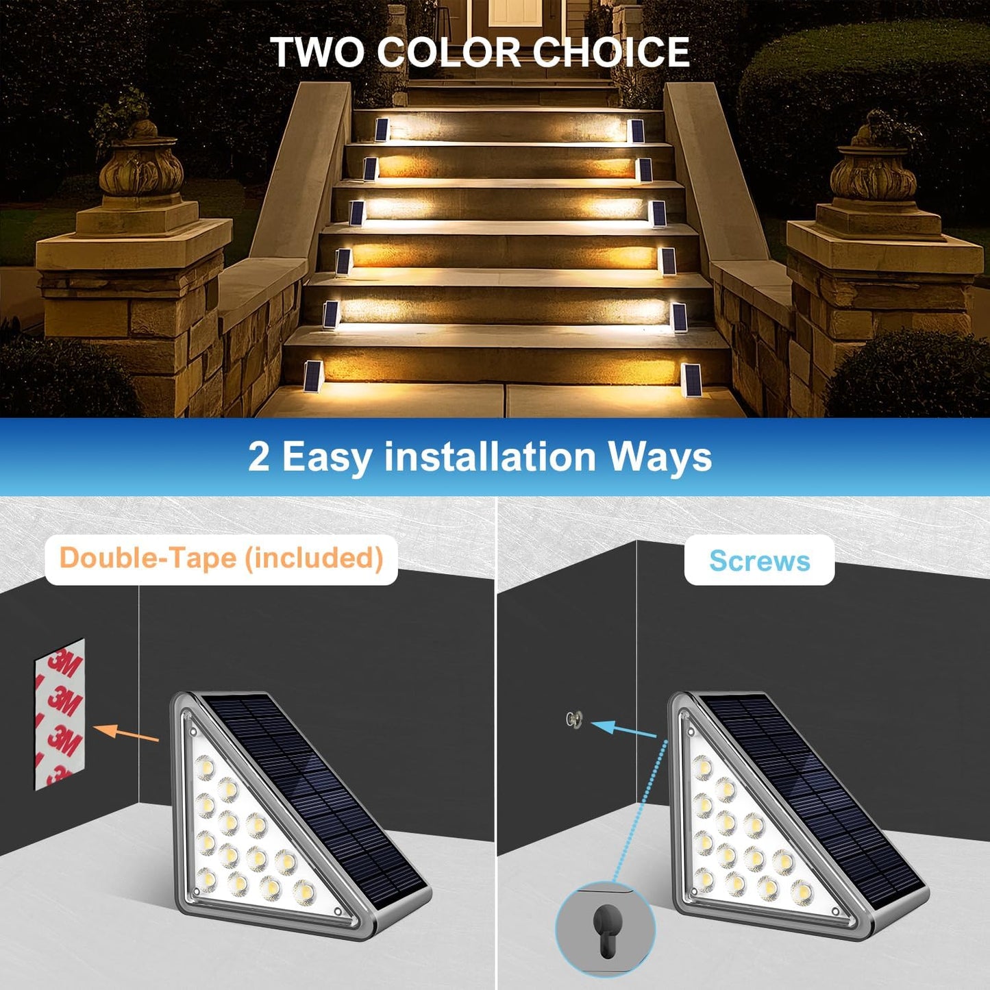 Solar Step Lights Outdoor Stair Lights,Powered, IP65 Waterproof, Decor for Stair, Deck, Step, Sidewalk, Porch
