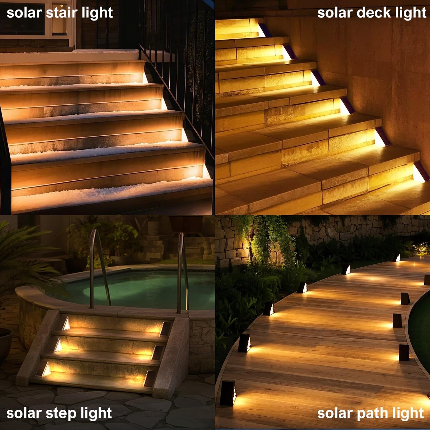 Solar Step Lights Outdoor Stair Lights,Powered, IP65 Waterproof, Decor for Stair, Deck, Step, Sidewalk, Porch