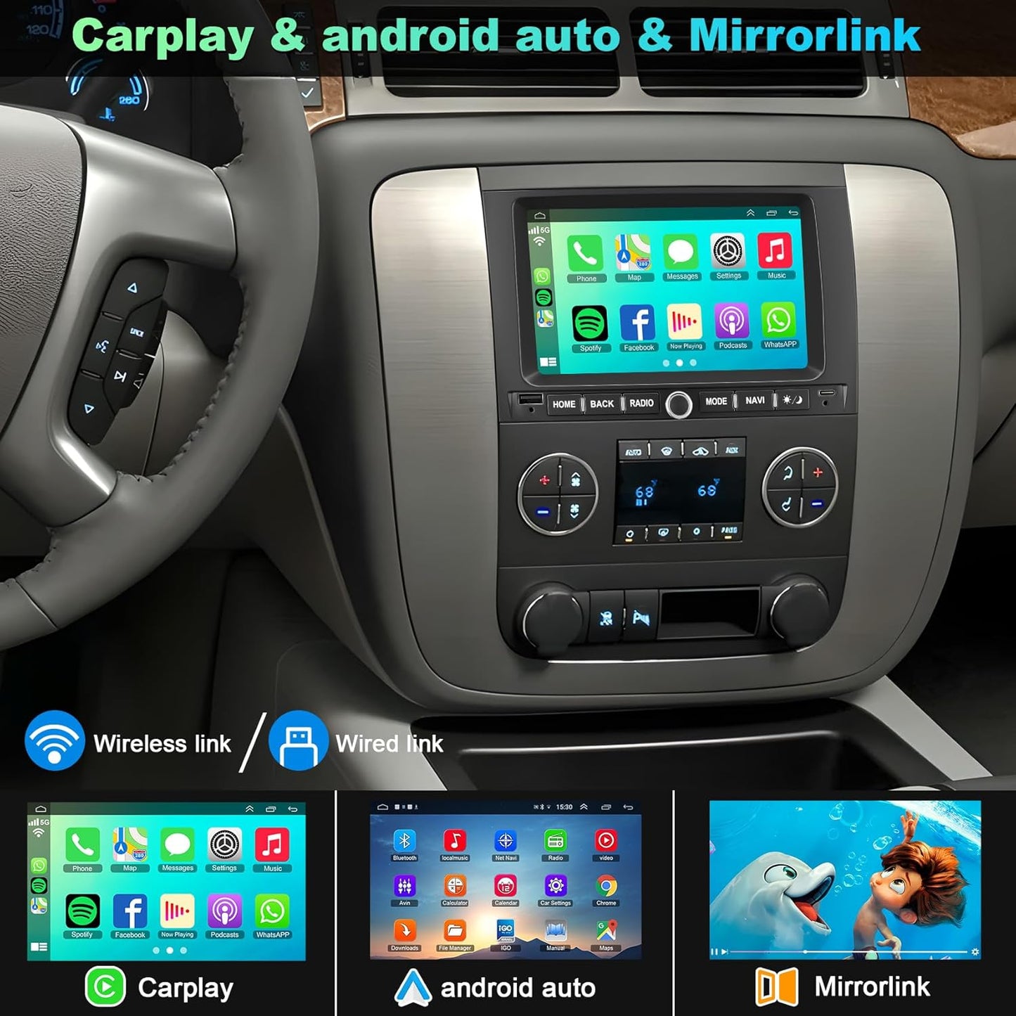 Android 13 Car Radio for Chevy Silverado GMC Sierra Buick Enclave Yukon, 7' IPS Touch Screen Car Stereo, GPS