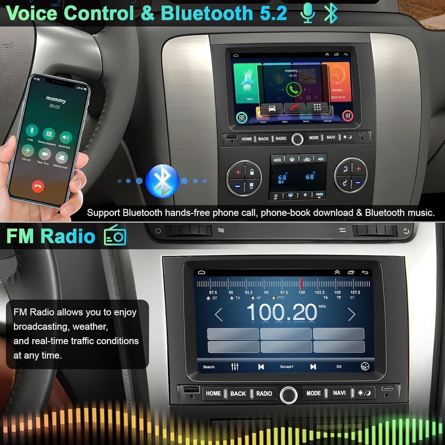 Android 13 Car Radio for Chevy Silverado GMC Sierra Buick Enclave Yukon, 7' IPS Touch Screen Car Stereo, GPS