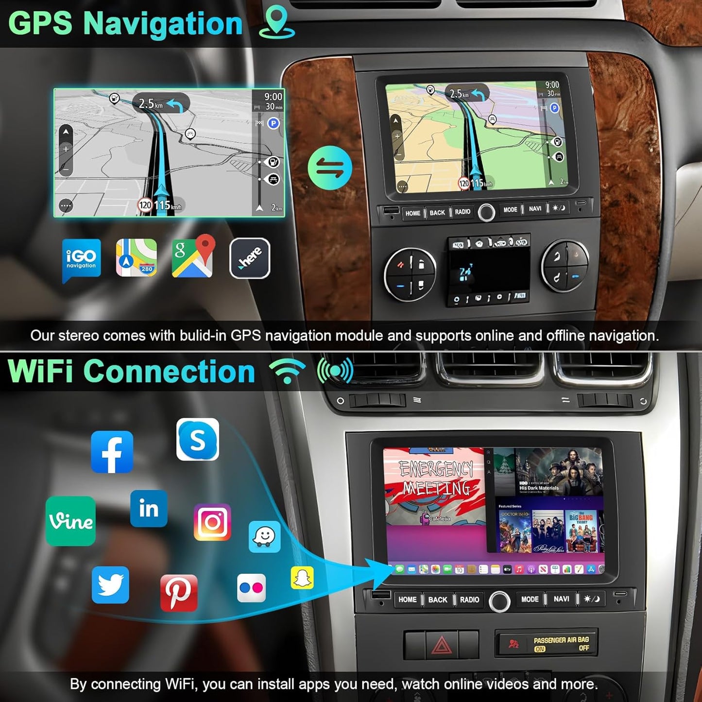 Android 13 Car Radio for Chevy Silverado GMC Sierra Buick Enclave Yukon, 7' IPS Touch Screen Car Stereo, GPS